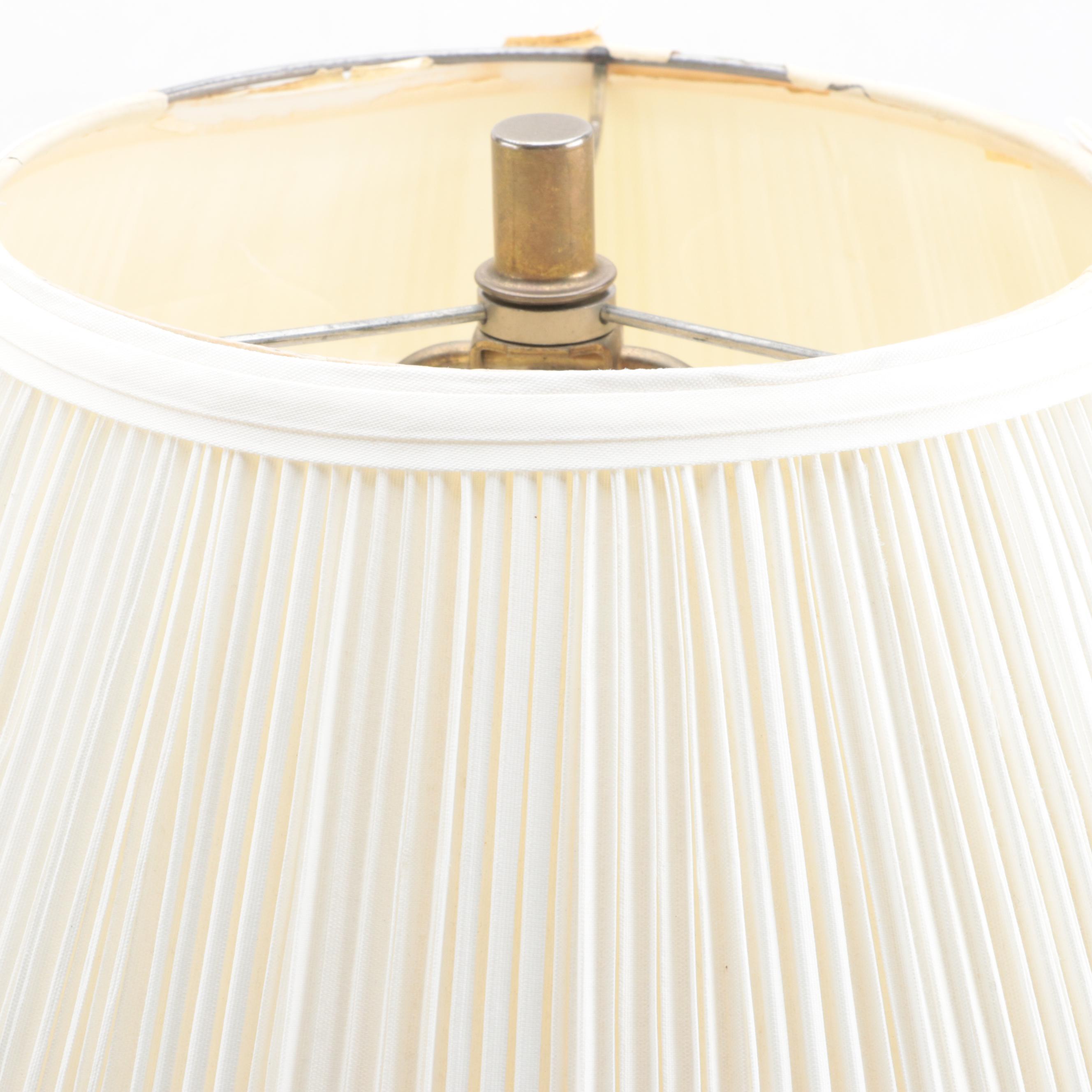 Delft Blue Ceramic Table Lamp with Wood Base, Late 20th Century