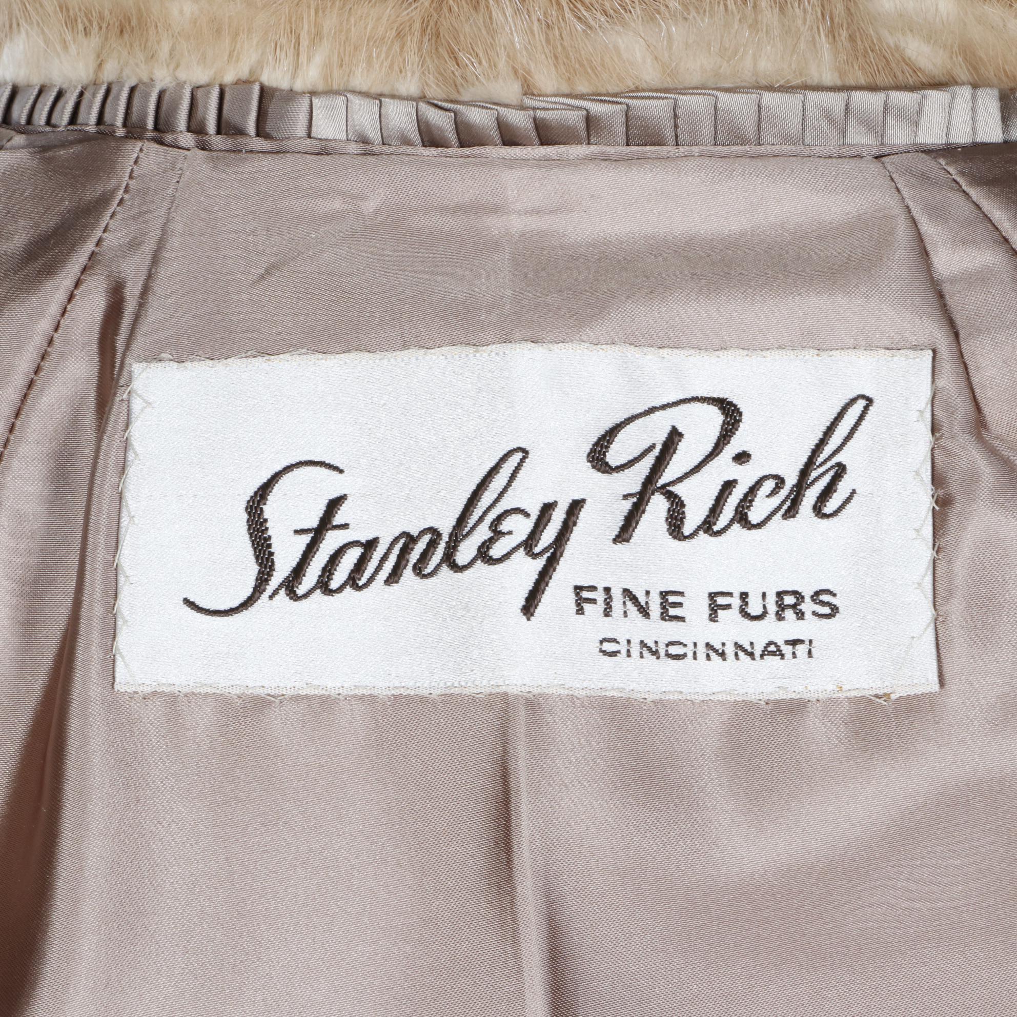 Light Autumn Haze Mink Fur Coat with Spread Collar by Stanley Rich Furs