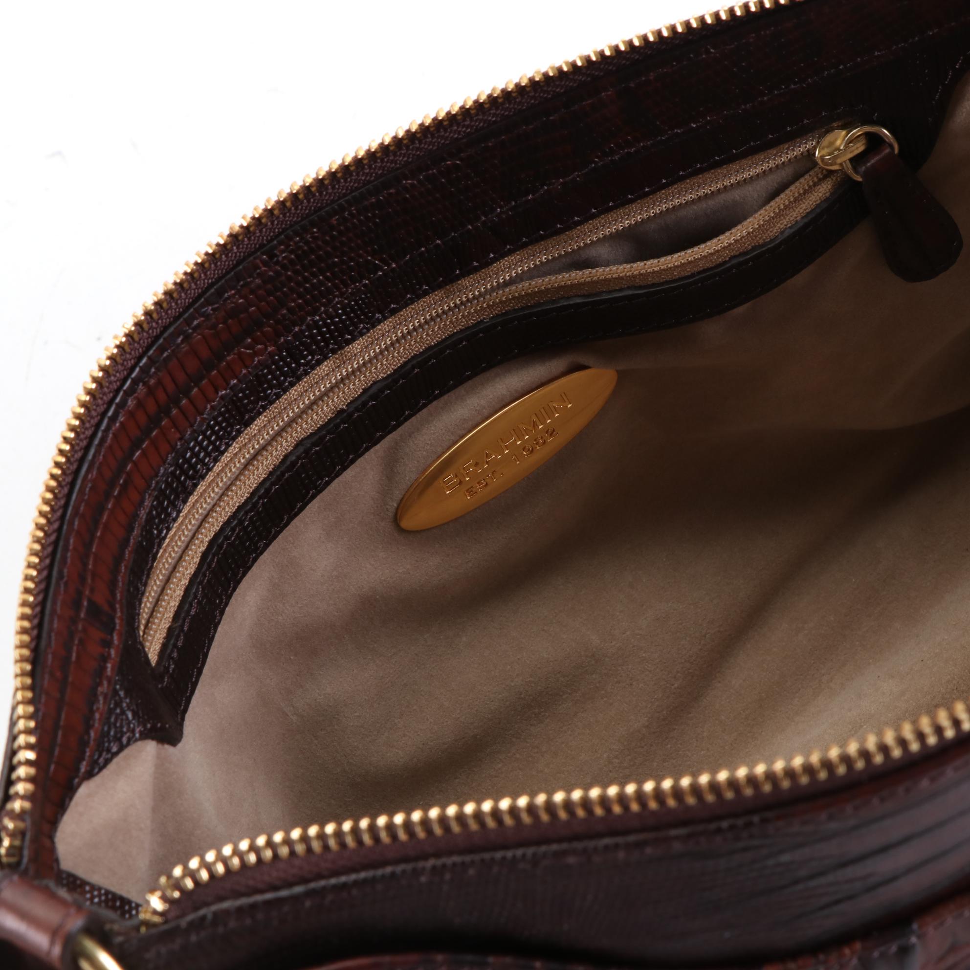 Brahmin Shoulder Bag in Croc-Embossed Leather