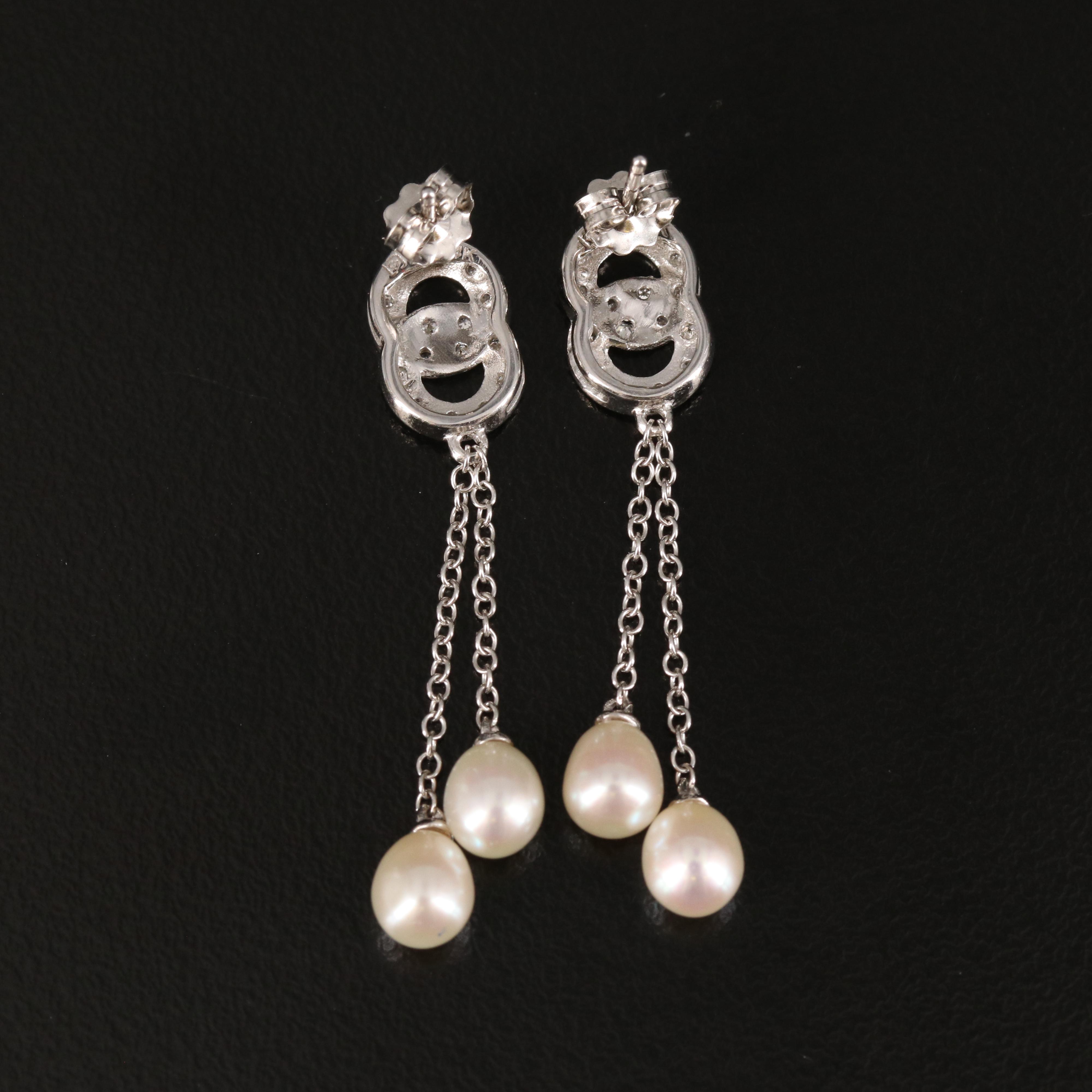 14K Pearl and Diamond Earrings