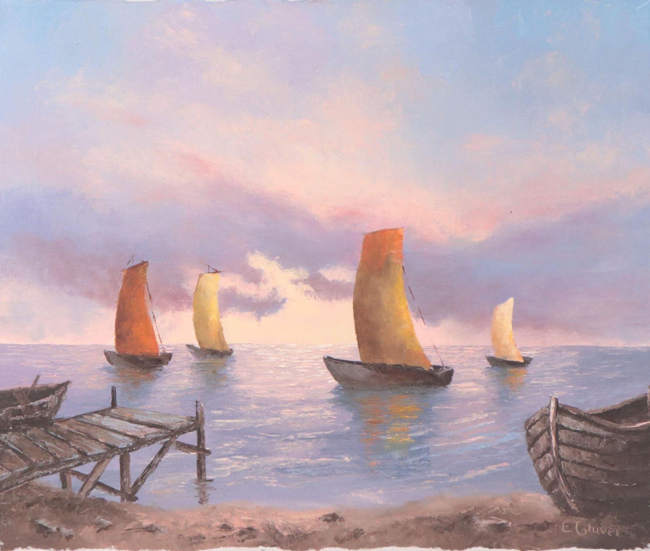 Edna Gruver Oil Painting "European Sails"
