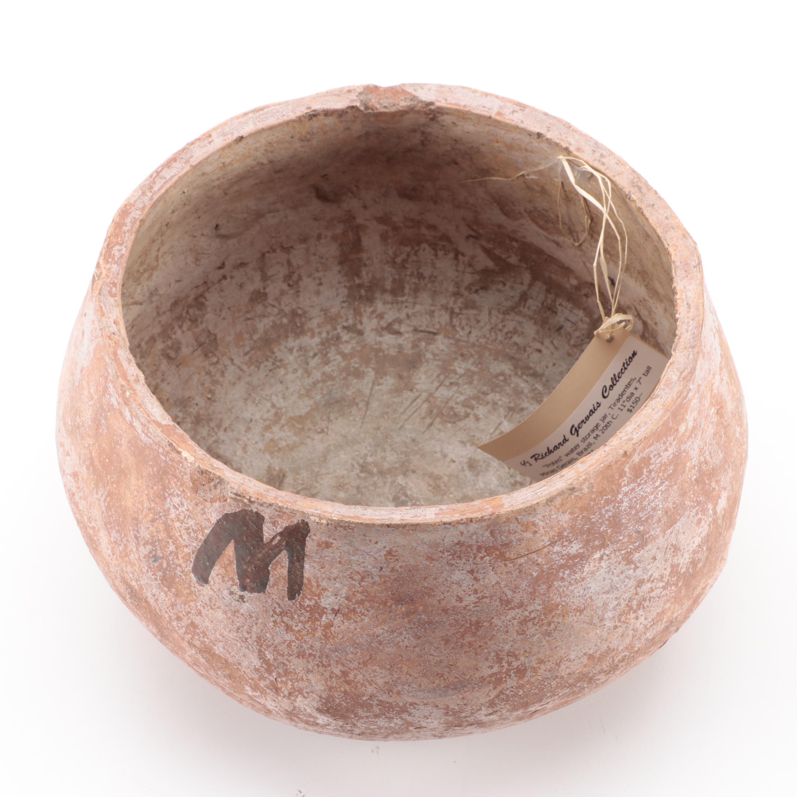 Brazilian Earthenware Water Storage Pot, Mid-20th Century