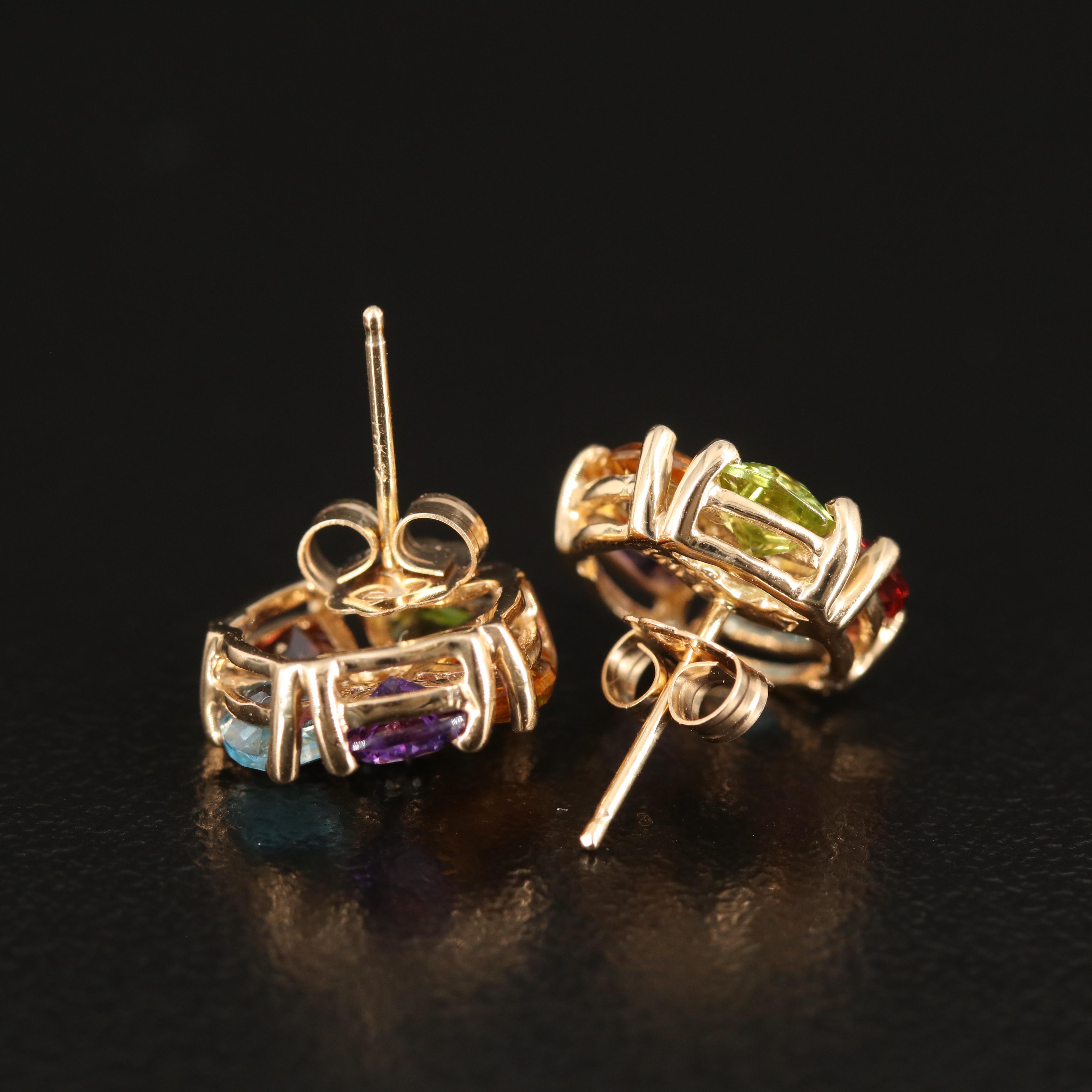 14K Garnet, Diamond and Gemstone Earrings