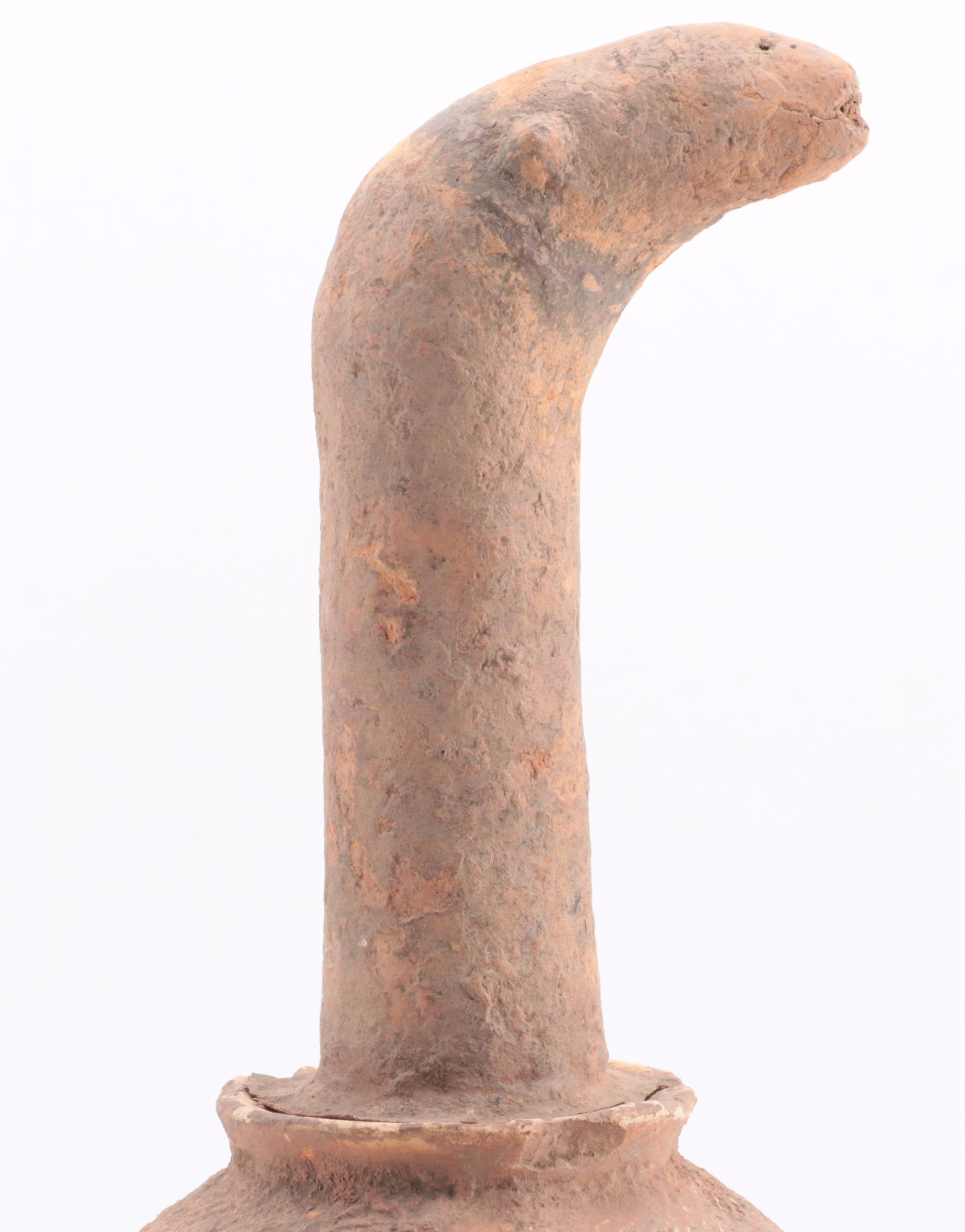 Mali West African Djenné Tribe Earthenware Storage Jar with Wire Stand