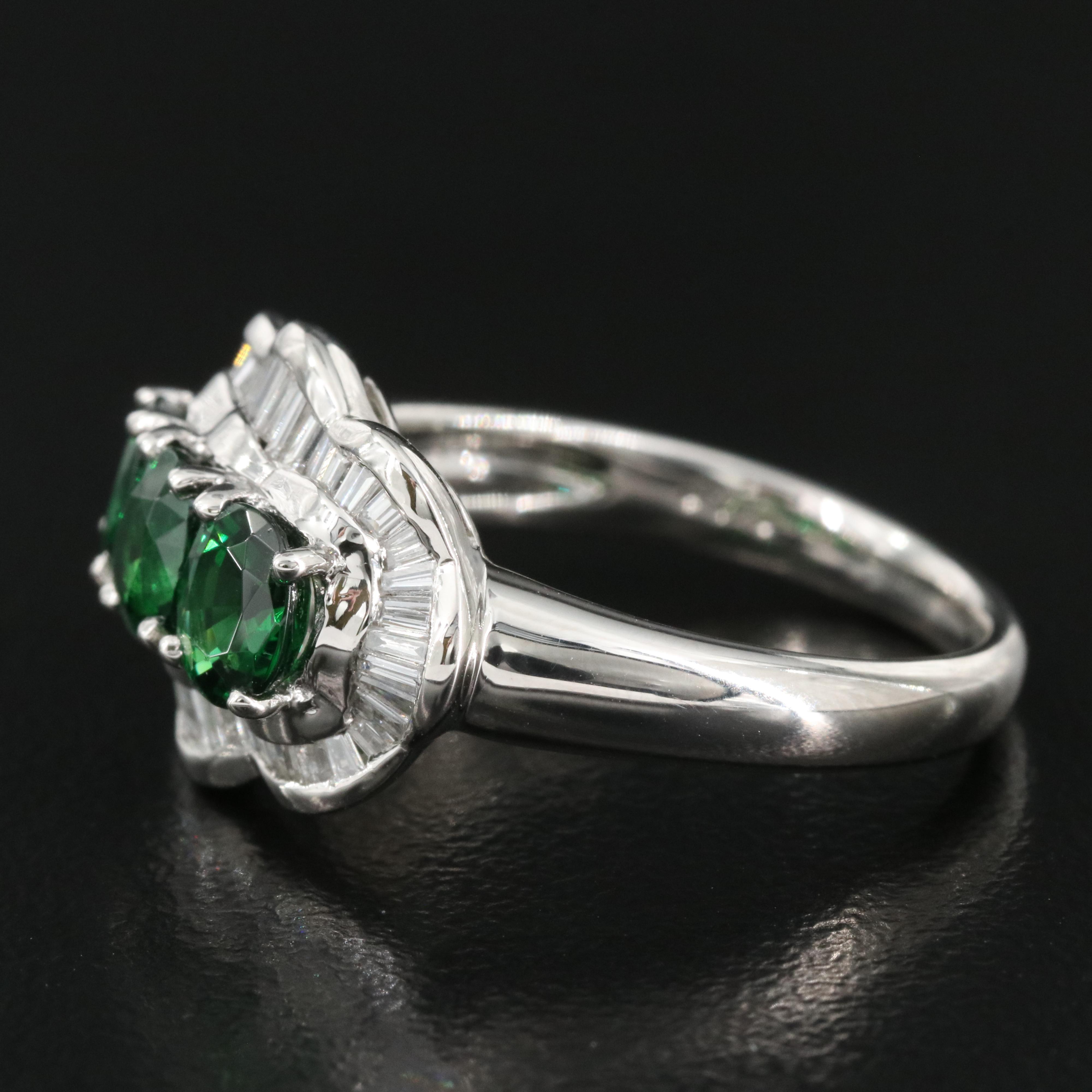 Platinum 1.63 CTW Tsavorite and Diamond Ring