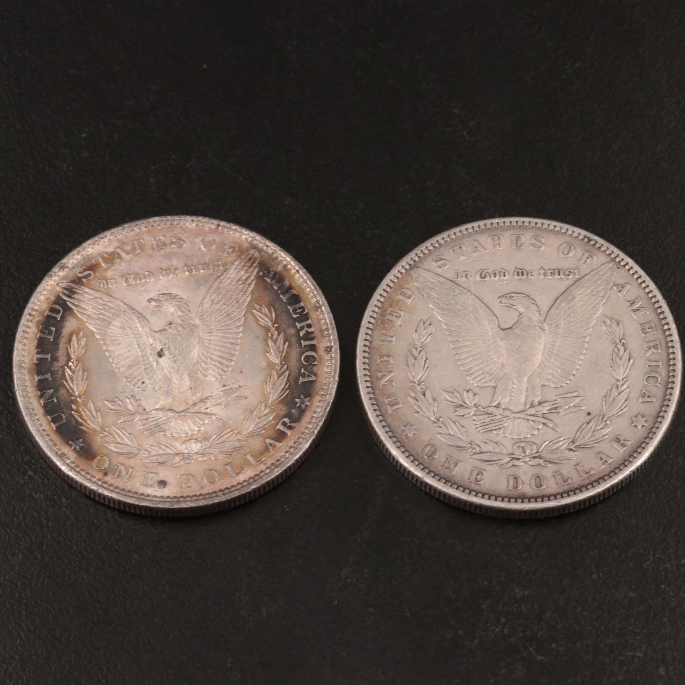 Two Morgan Silver Dollars Including 1887