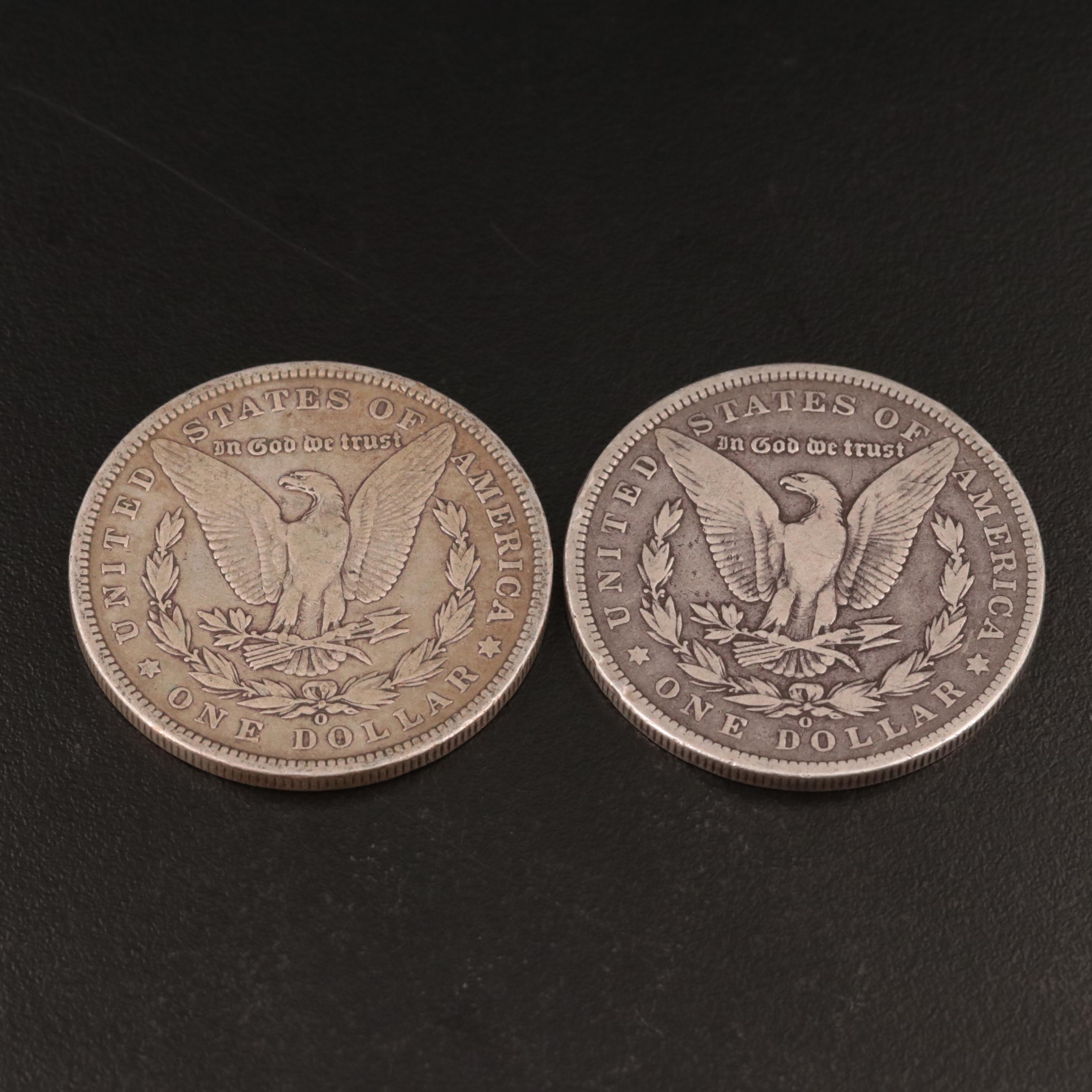 Two Morgan Silver Dollars Including 1887-O