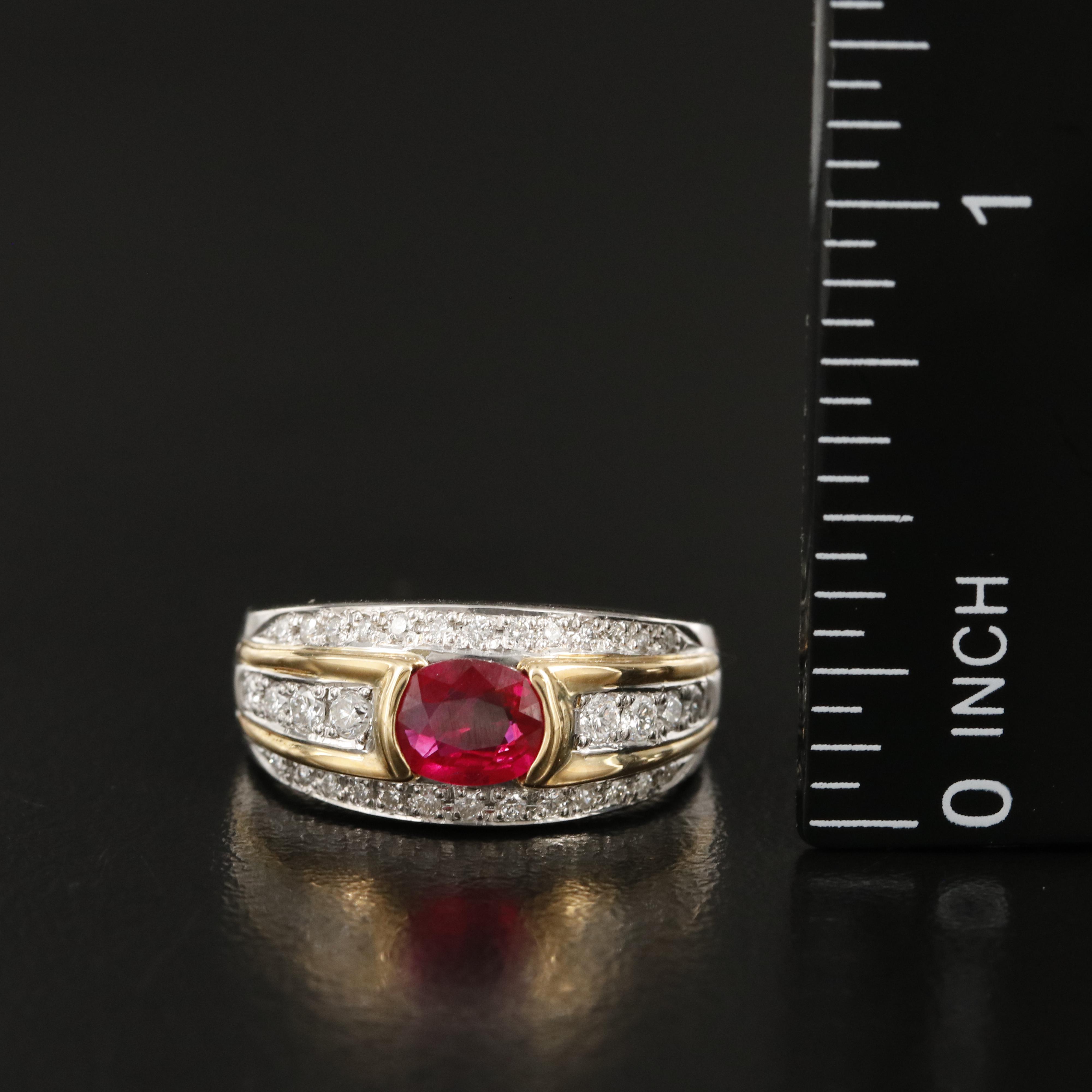 Platinum Ruby and Diamond Ring with 18K Accents