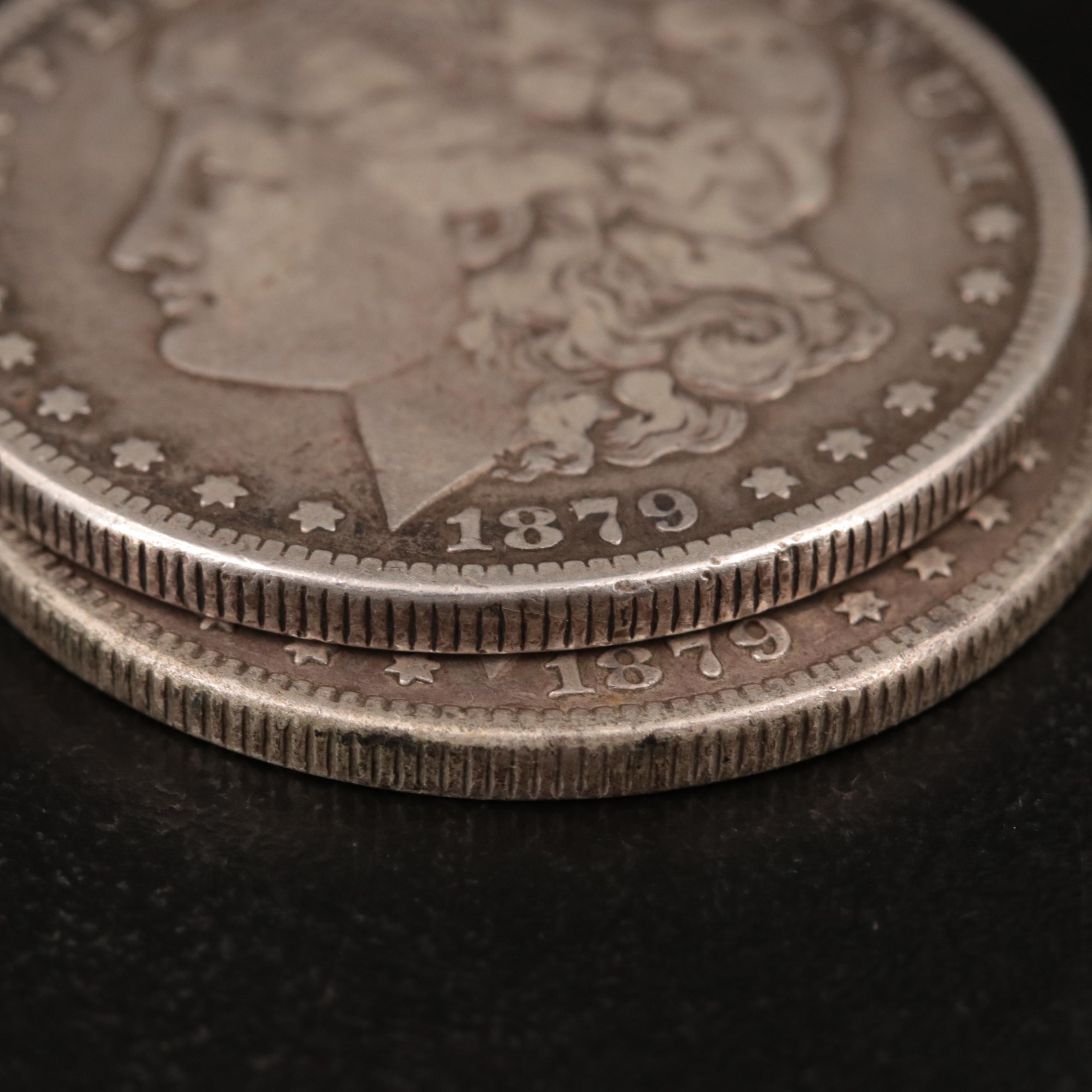 Two Morgan Silver Dollars Including 1879-S