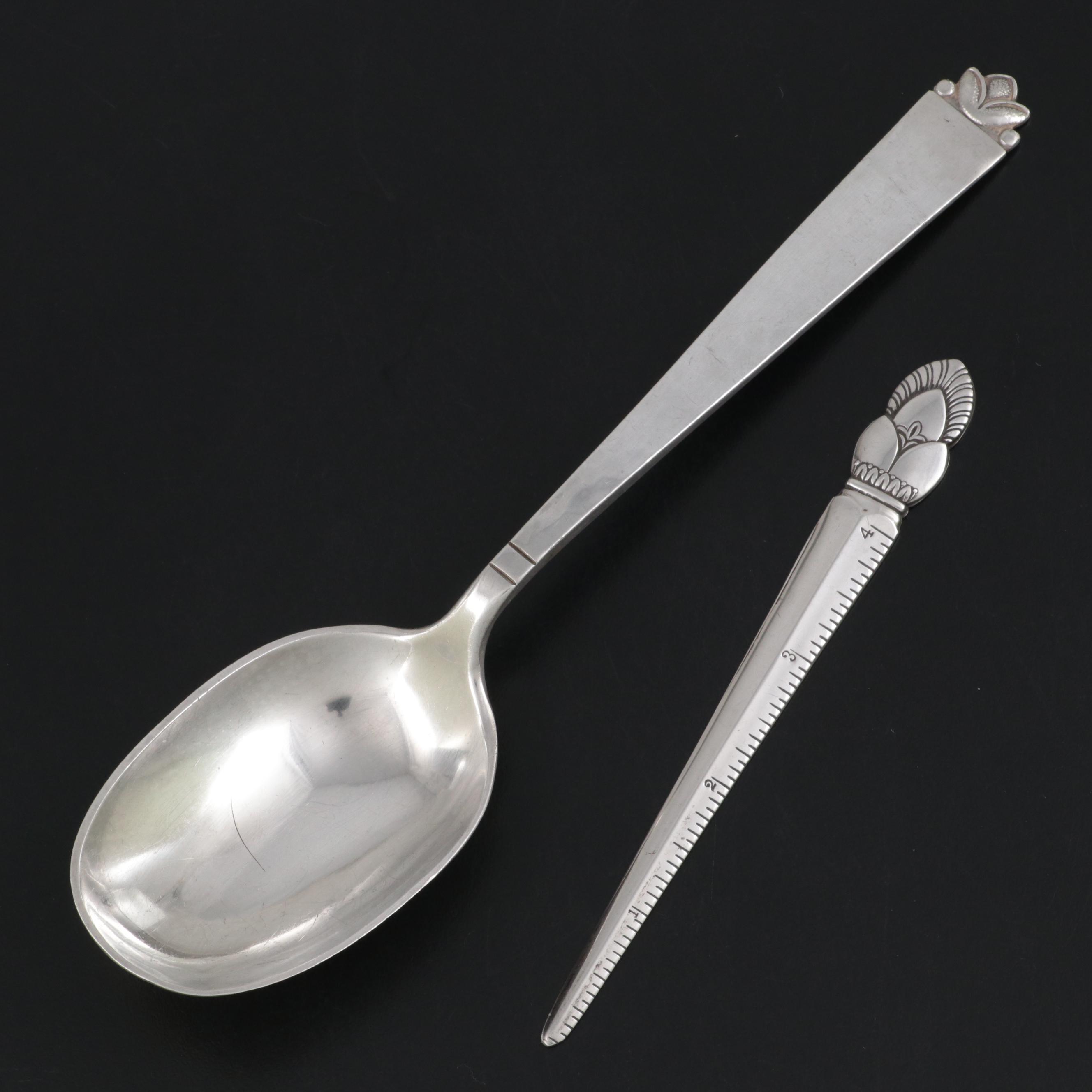 Whiting Sterling Letter Opener with Old Newbury Arts and Crafts Sterling Spoon