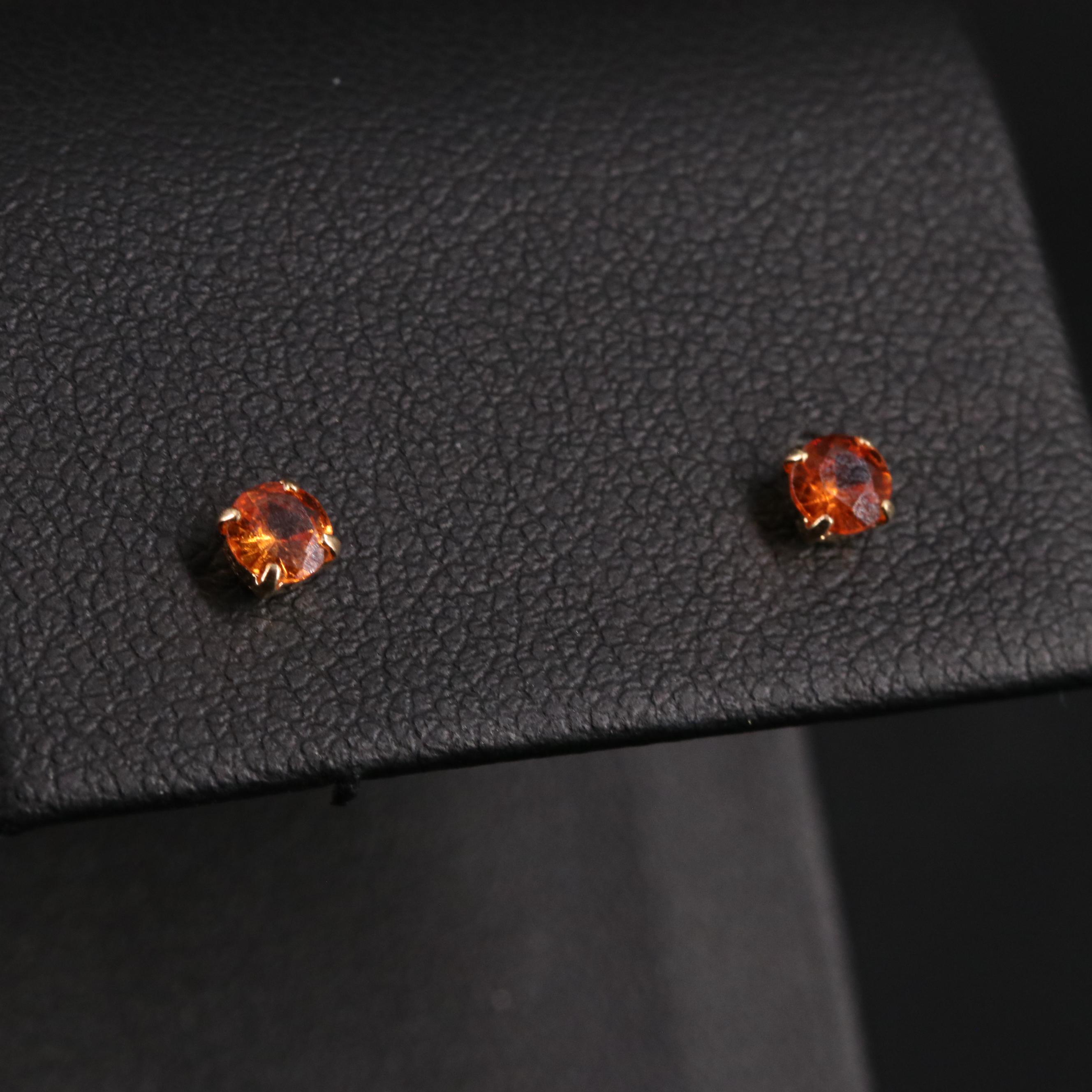 18K Spessartite Garnet Stud Earrings