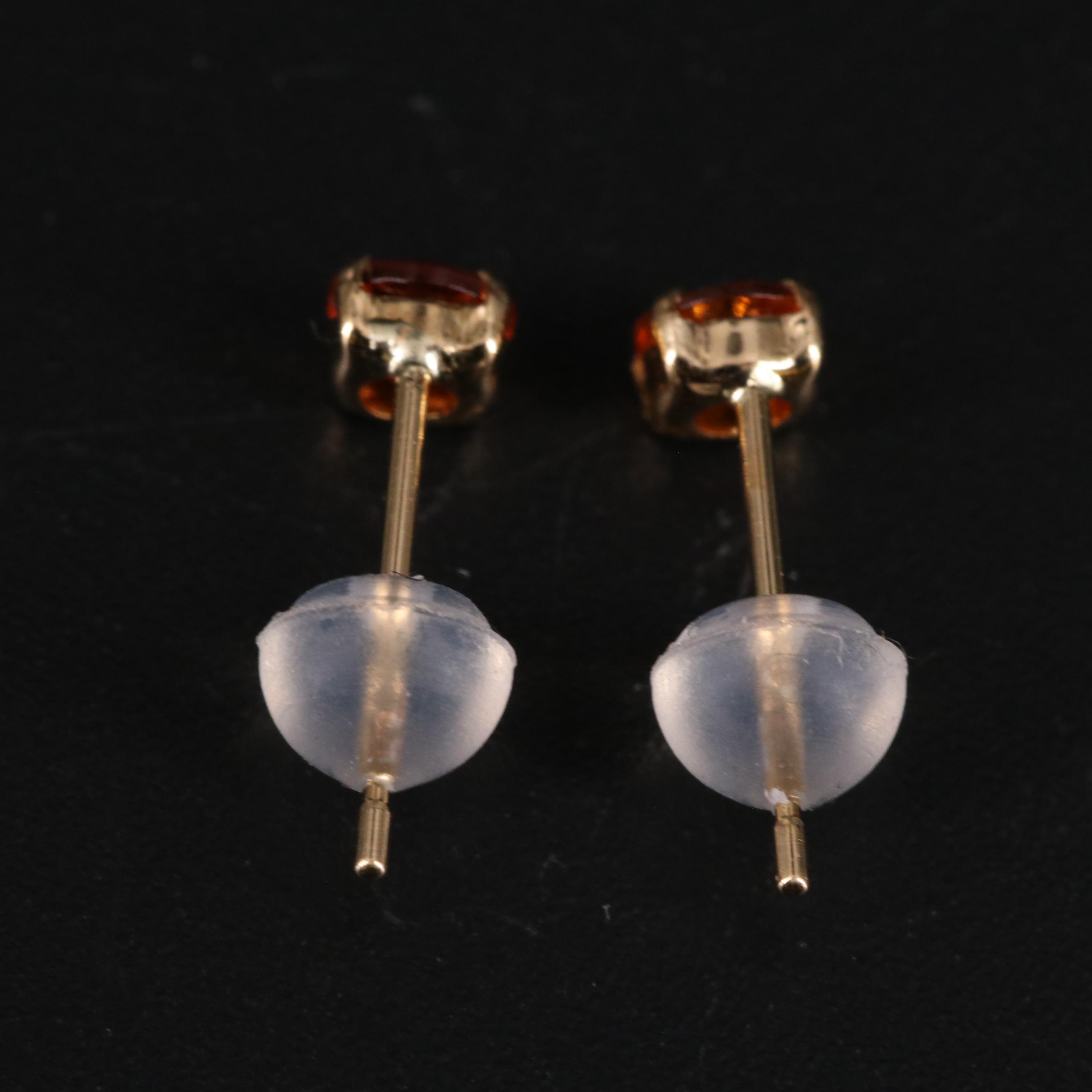 18K Spessartite Garnet Stud Earrings