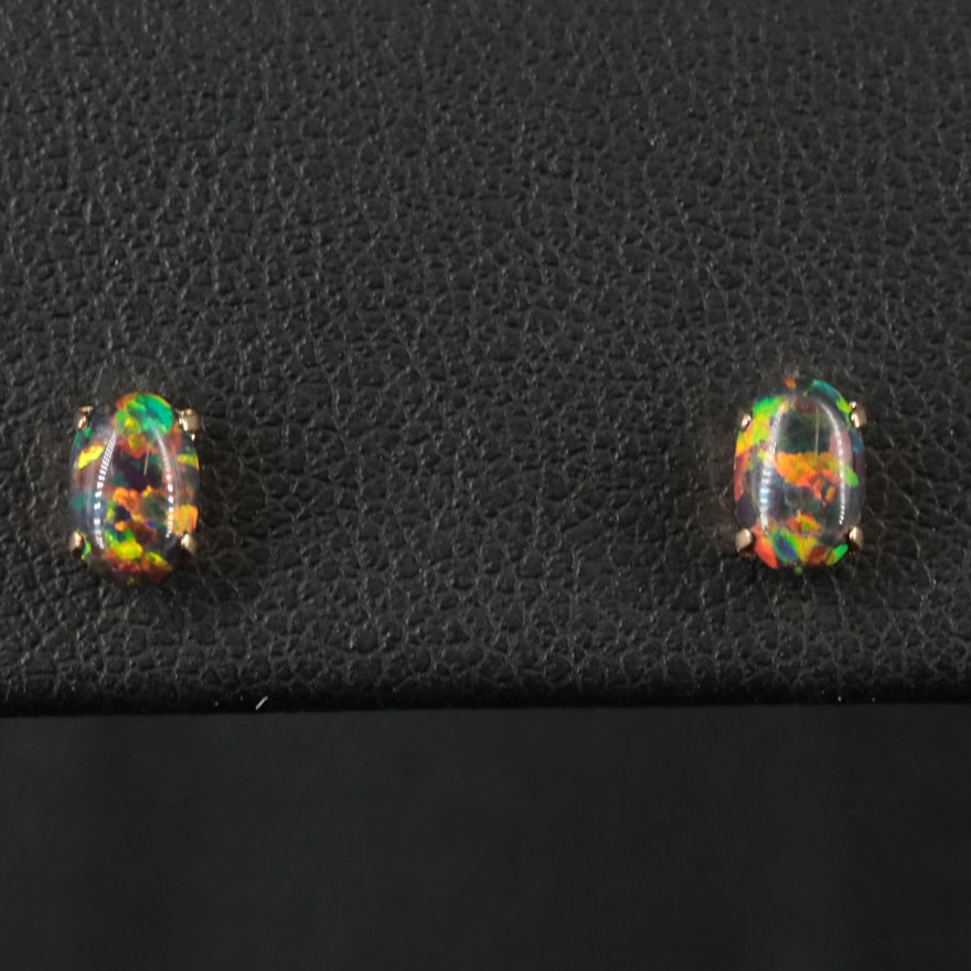 18K Kyocera Opal Stud Earrings