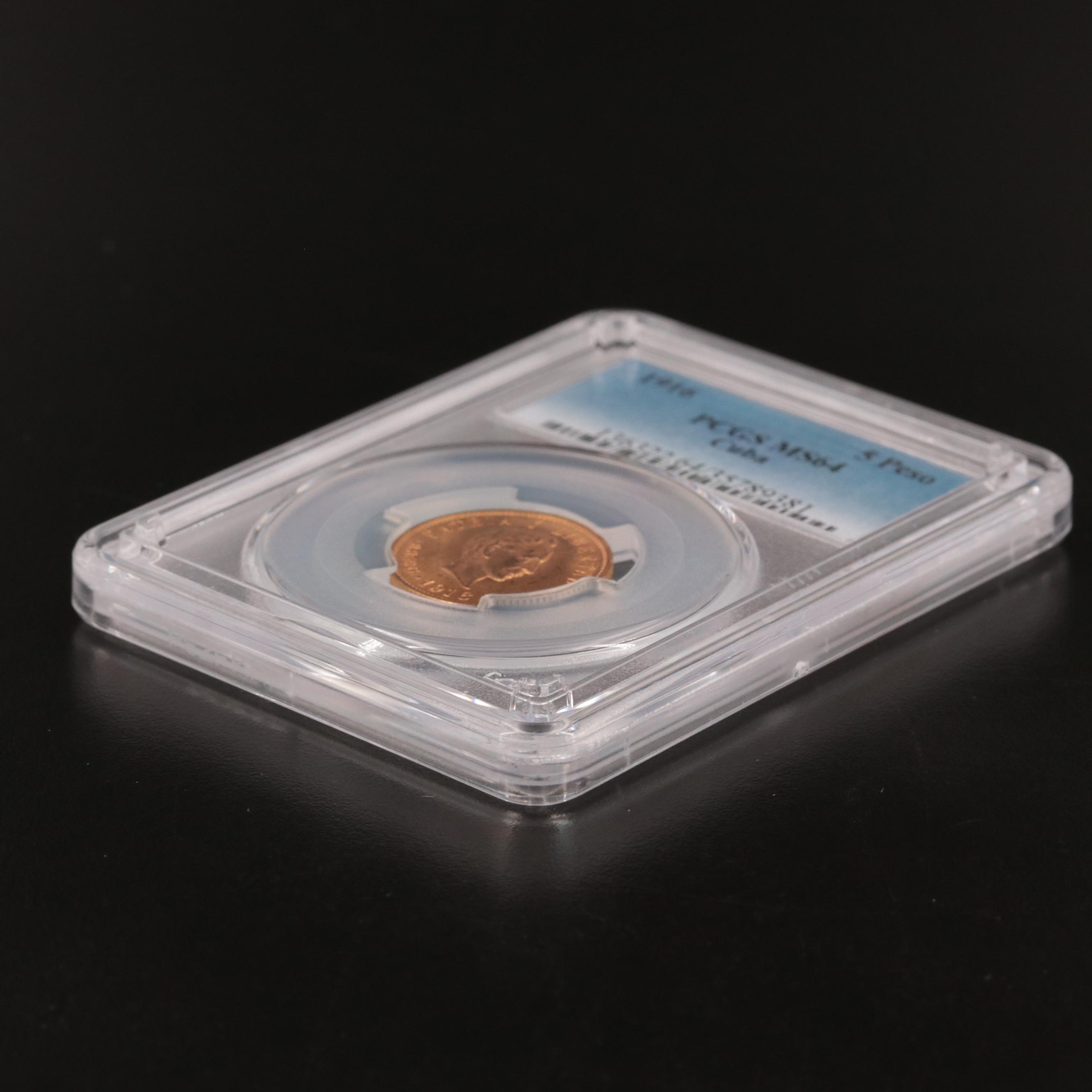 PCGS Graded MS64 1916 Cuba Five Peso Gold Coin