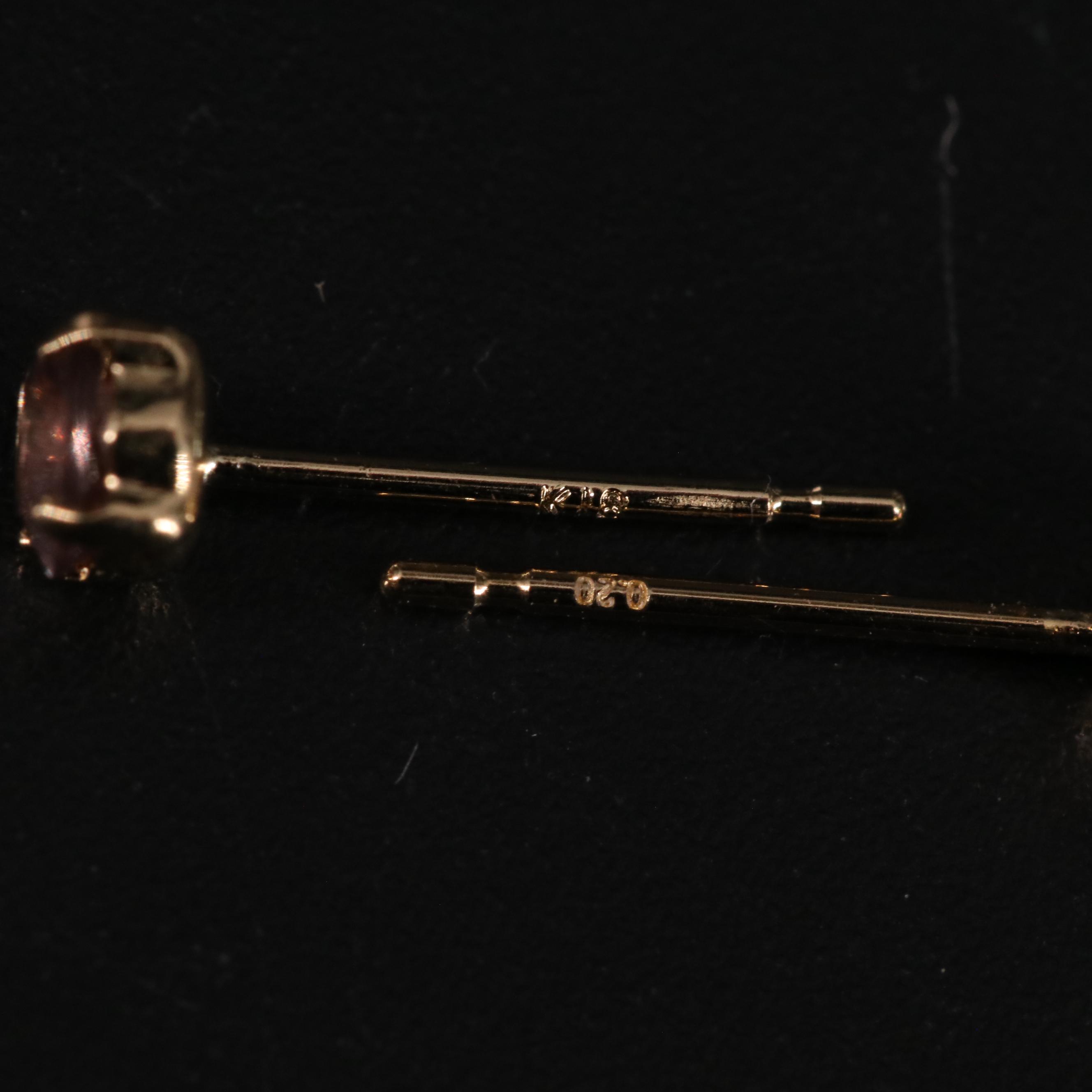 18K Color Change Garnet Stud Earrings
