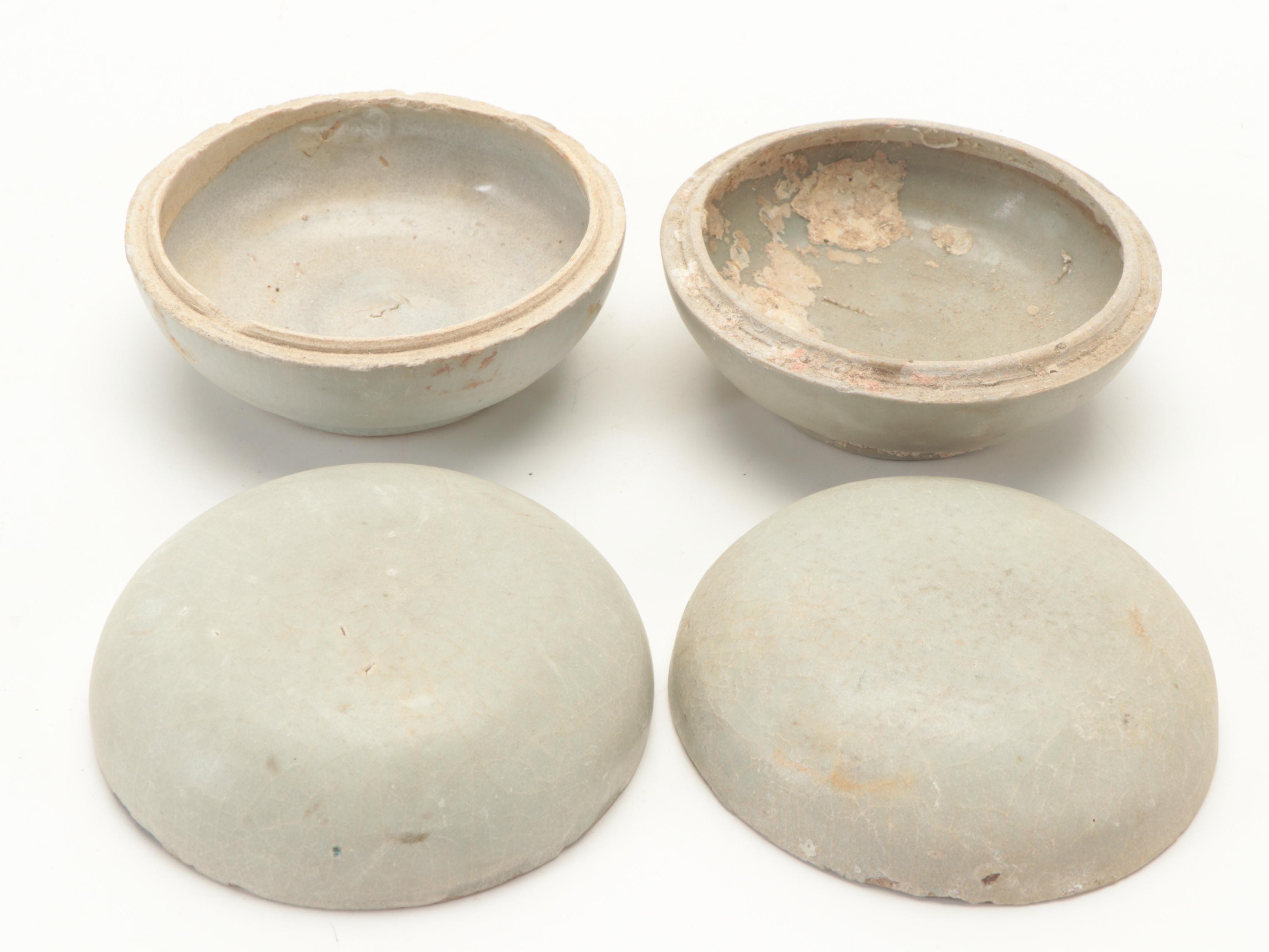 Marine Recovered Chinese Export and Vietnamese Porcelain Cosmetic Boxes