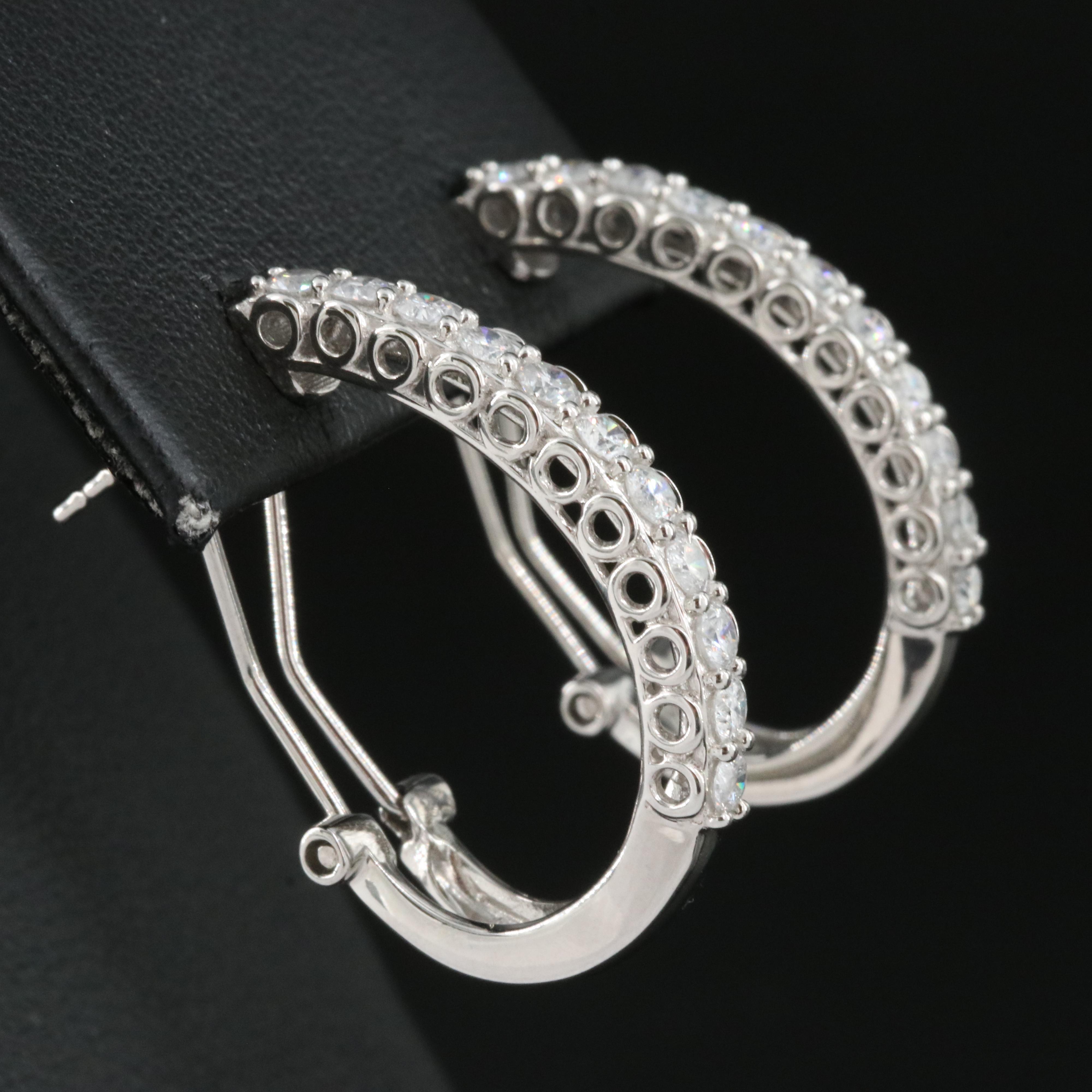 14K 1.00 CTW Diamond J-Hoop Earrings