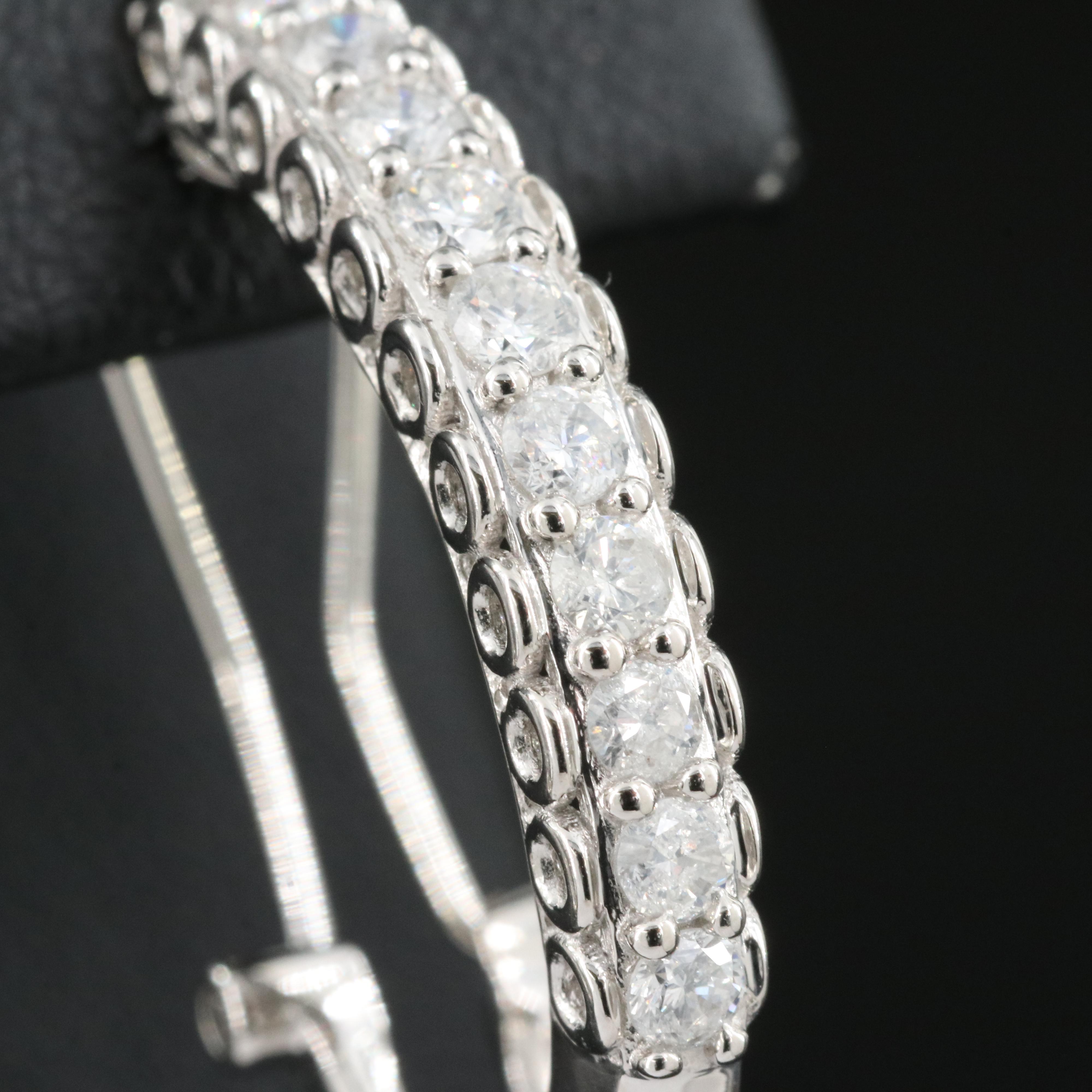 14K 1.00 CTW Diamond J-Hoop Earrings