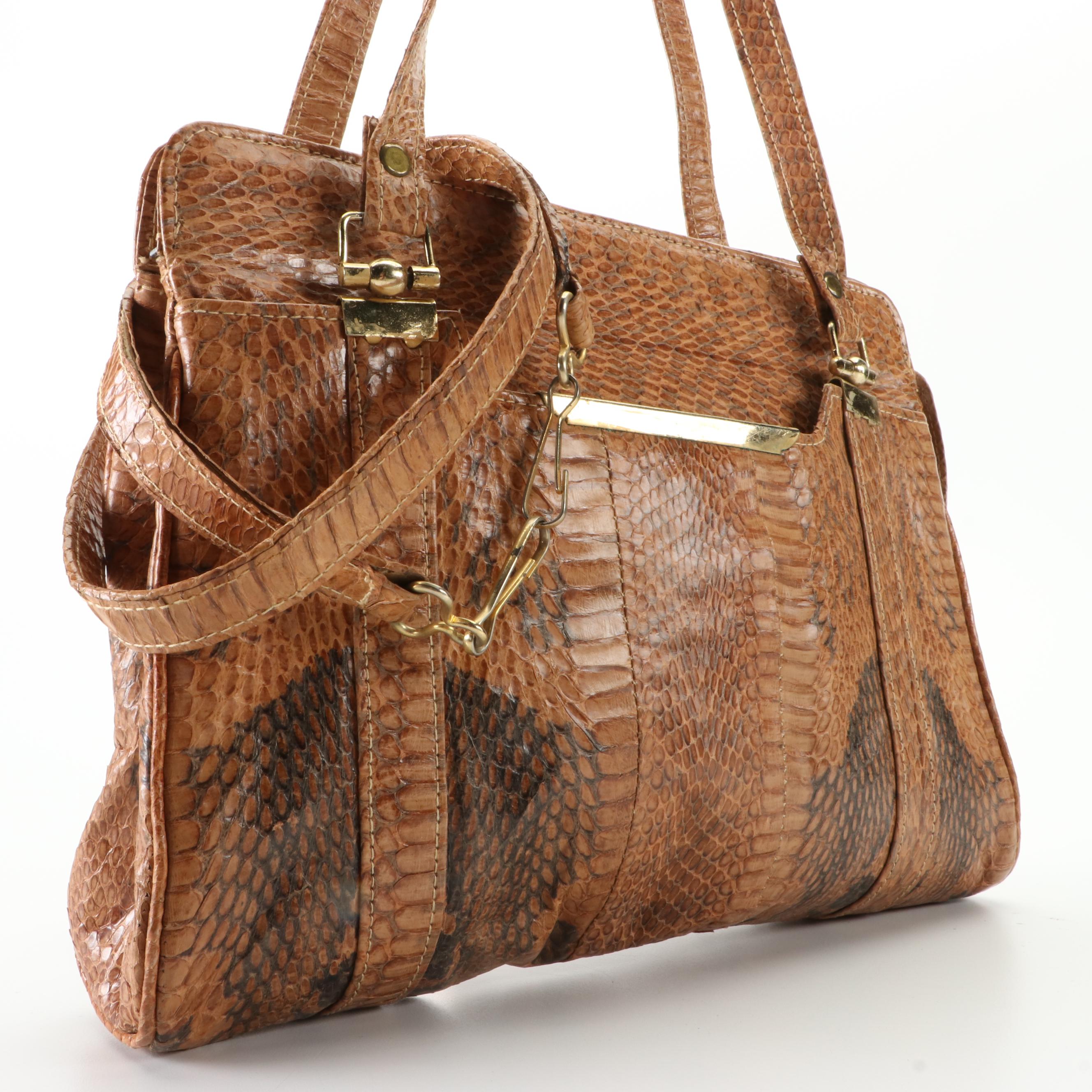 Boston Bag, Tote, and More Handbags in Leather, Eel Skin, and Snakeskin