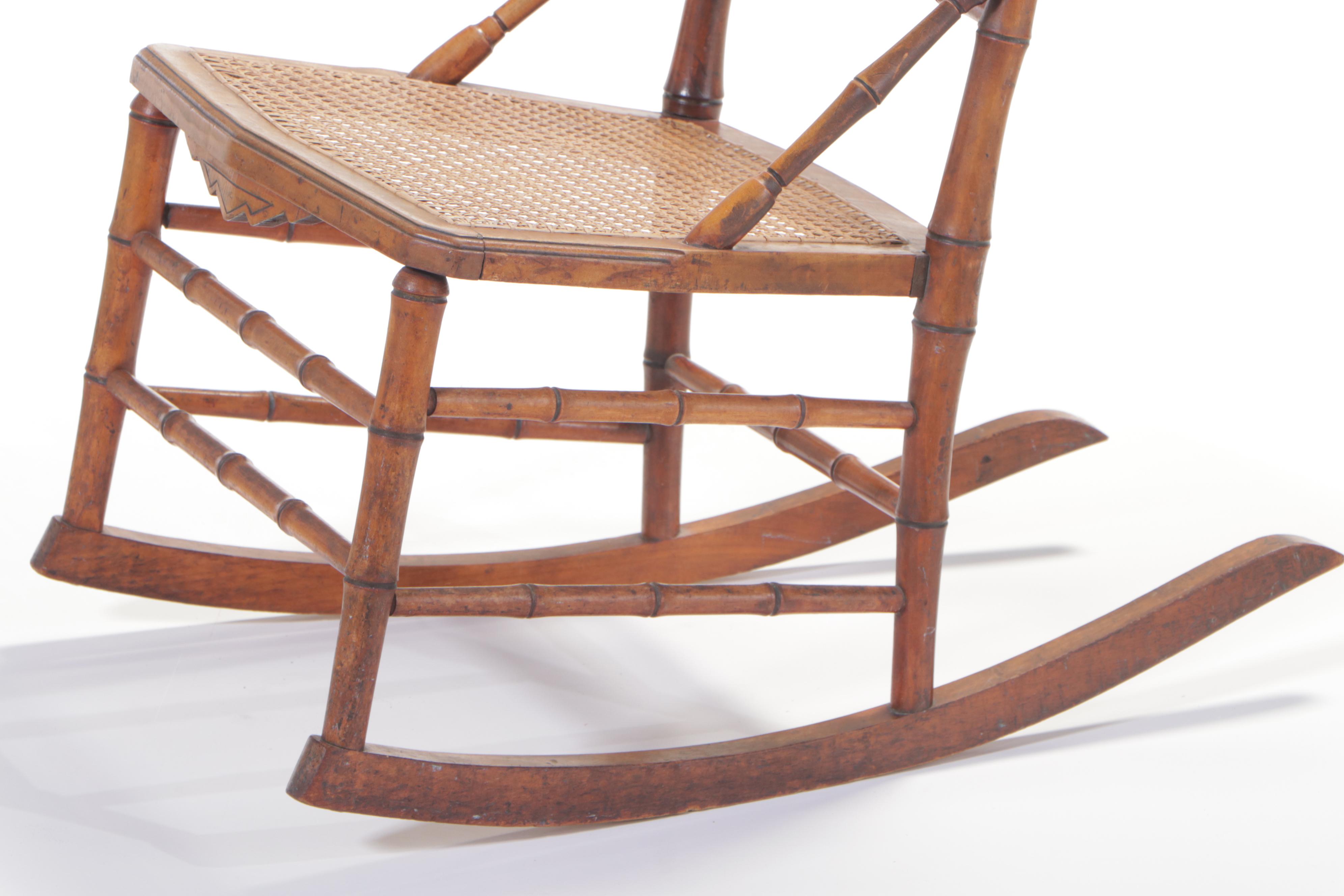 Aesthetic Movement Bamboo-Turned Rocking Chair, Late 19th Century