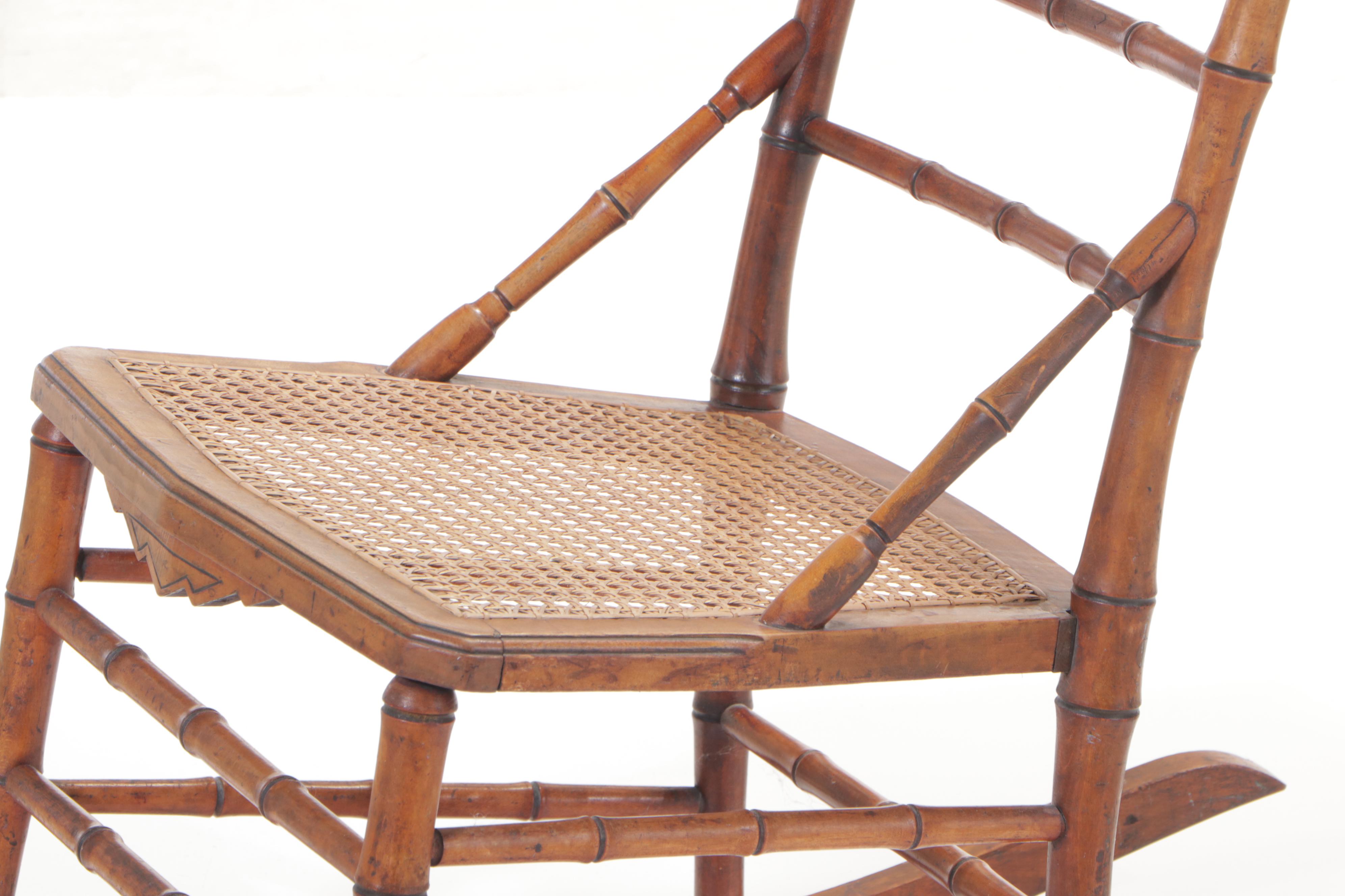 Aesthetic Movement Bamboo-Turned Rocking Chair, Late 19th Century