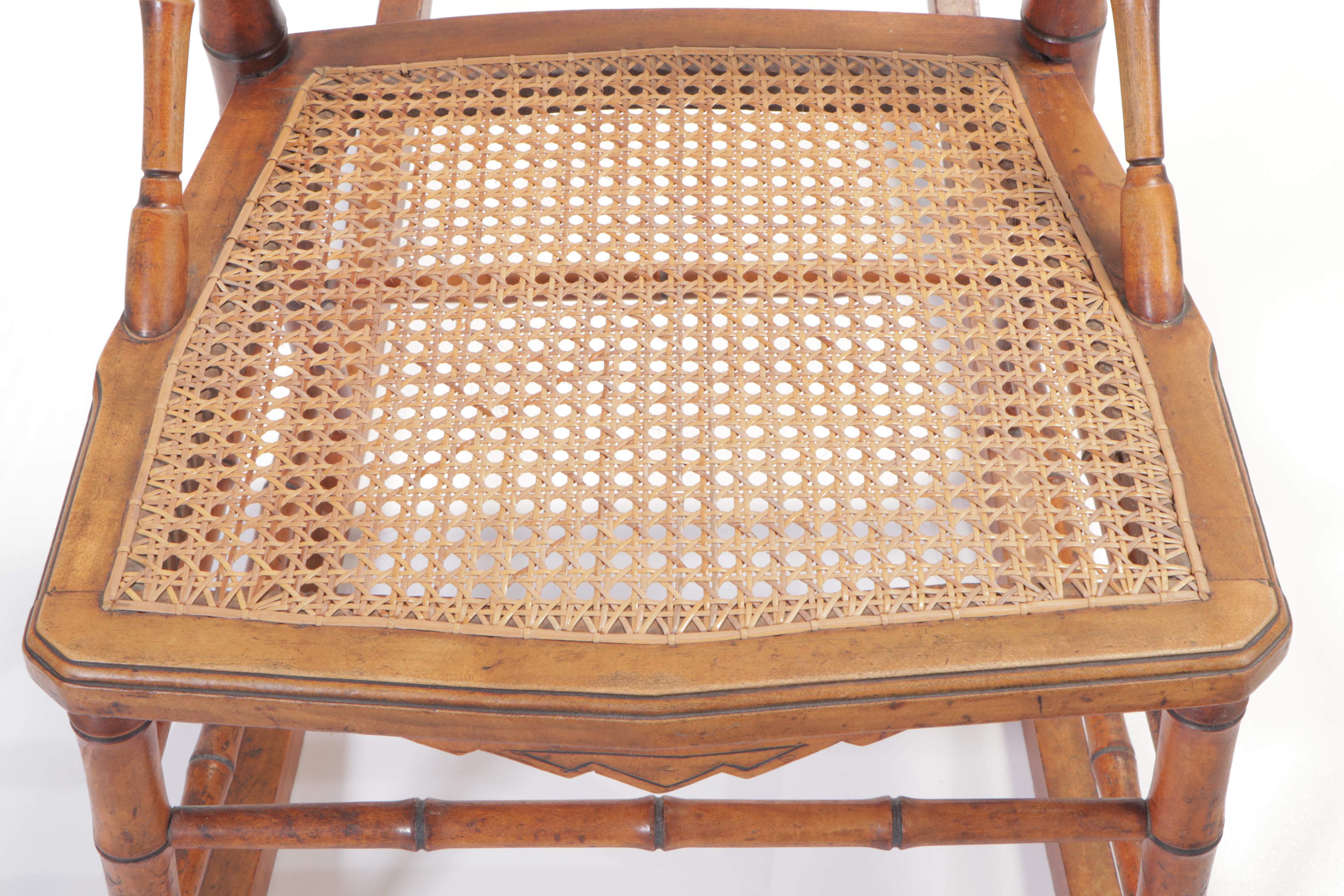 Aesthetic Movement Bamboo-Turned Rocking Chair, Late 19th Century
