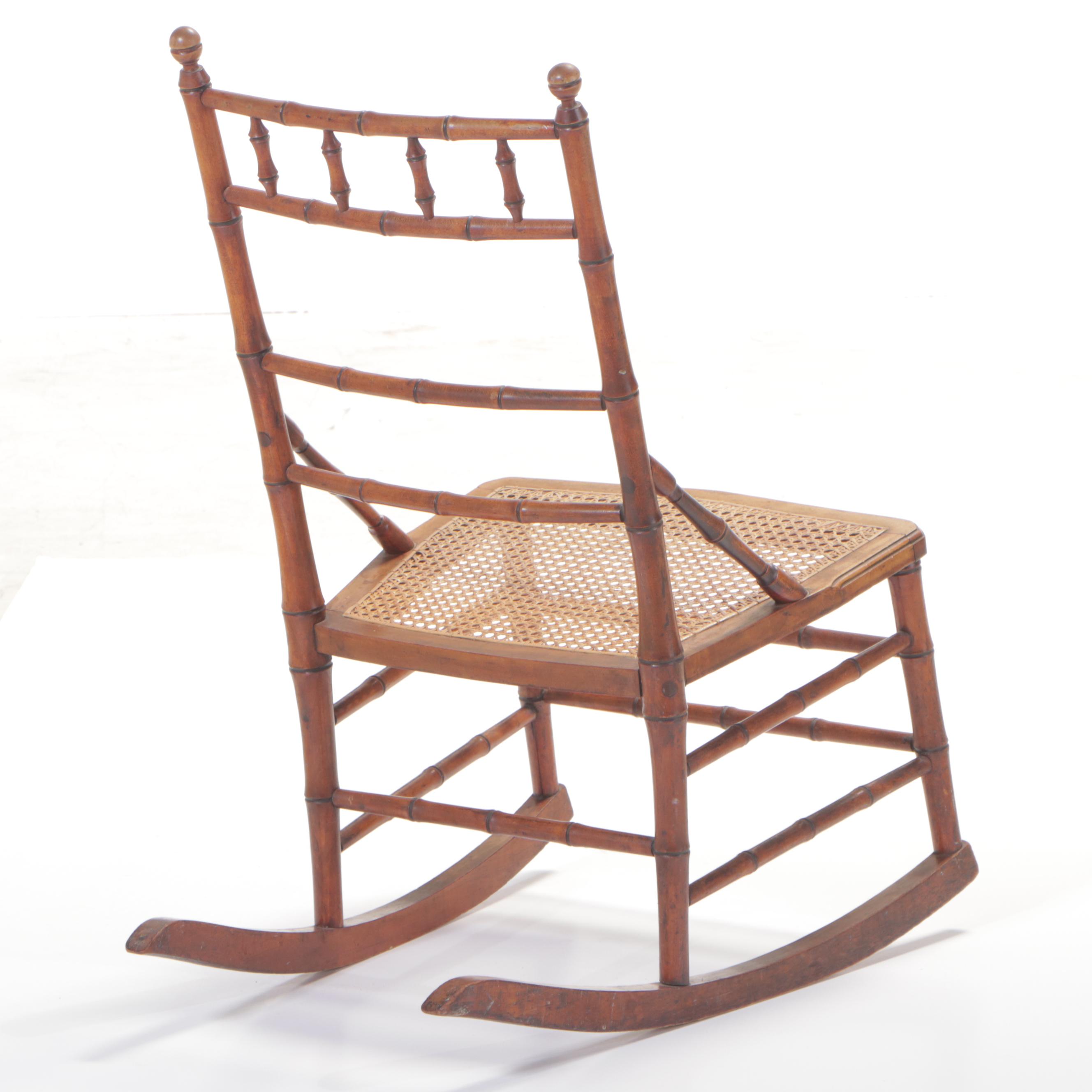 Aesthetic Movement Bamboo-Turned Rocking Chair, Late 19th Century