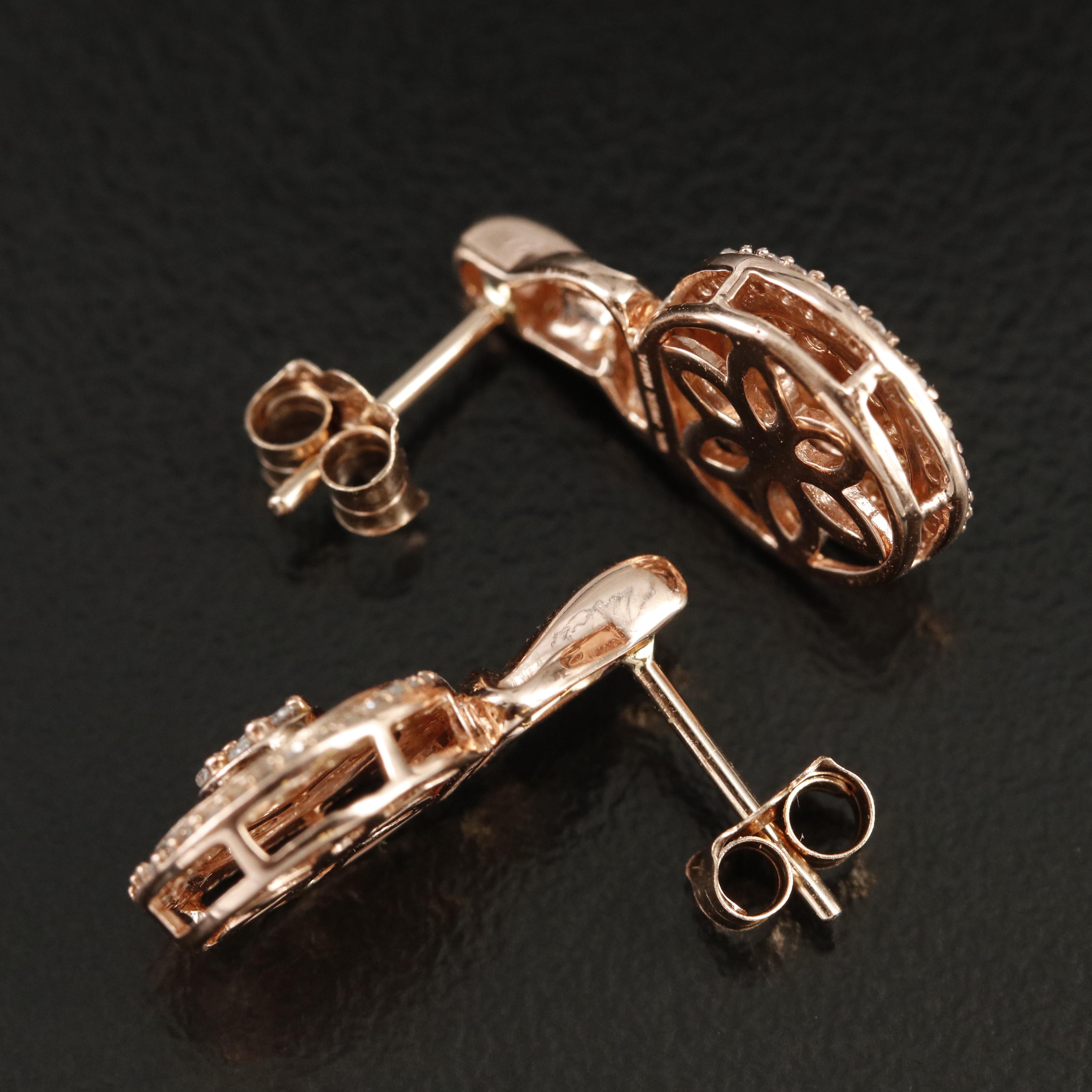 10K Rose Gold 0.50 CTW Diamond Earrings