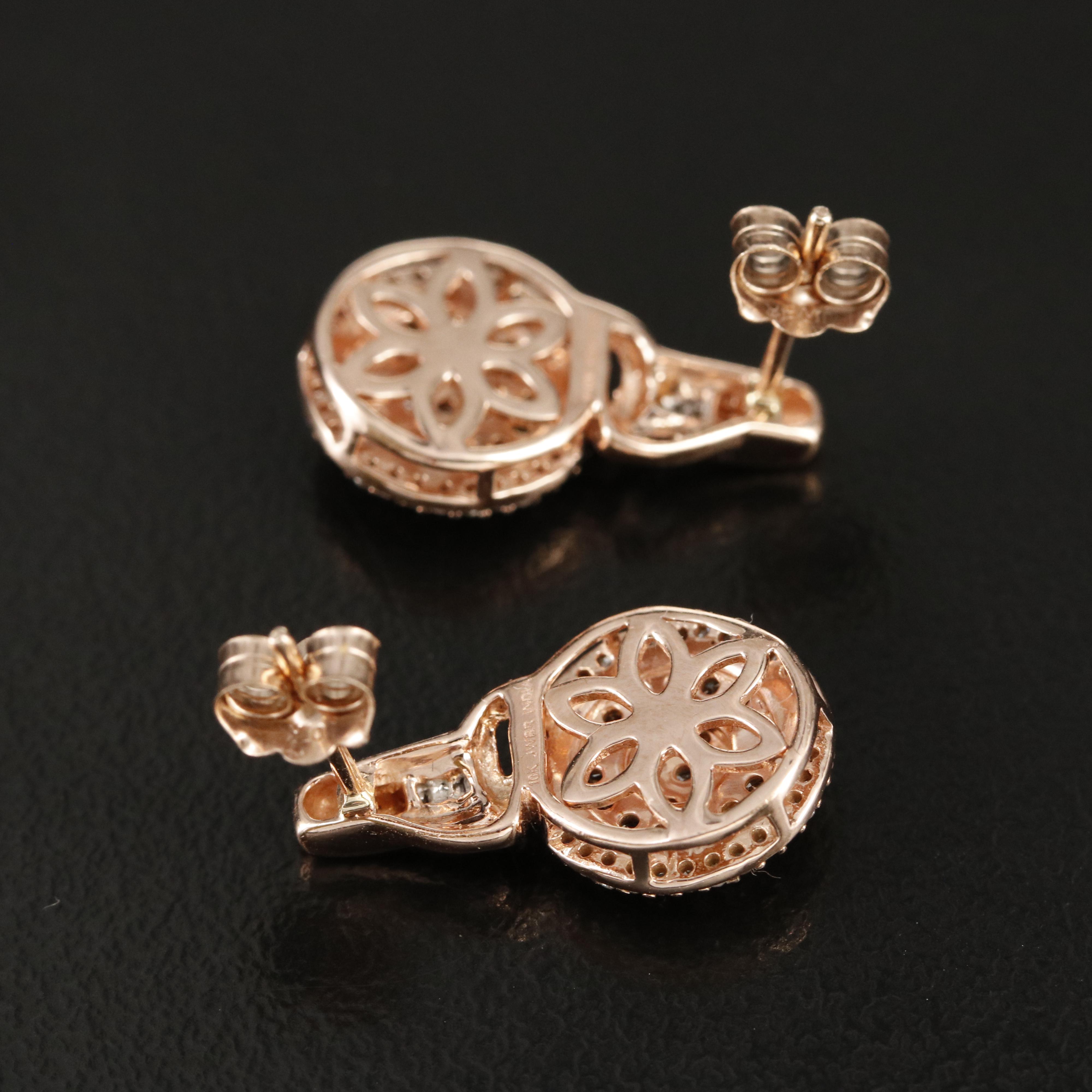 10K Rose Gold 0.50 CTW Diamond Earrings
