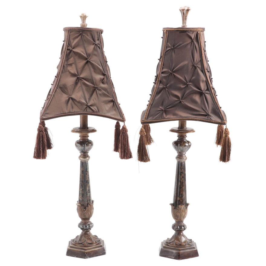 French Neoclassical Style Resin Acanthus Leaf Table Lamps
