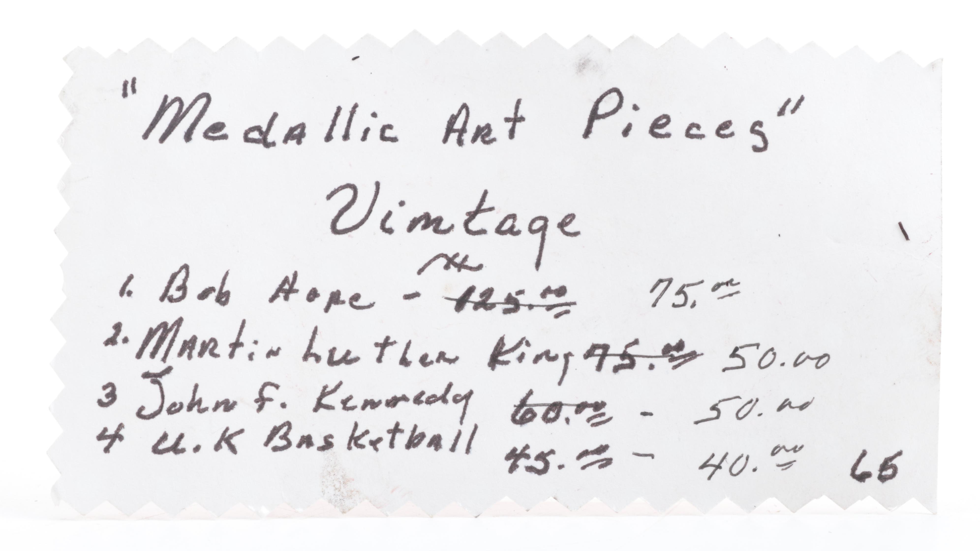 Patinated Bronze Medallions with Baldwin Brass Candlesticks