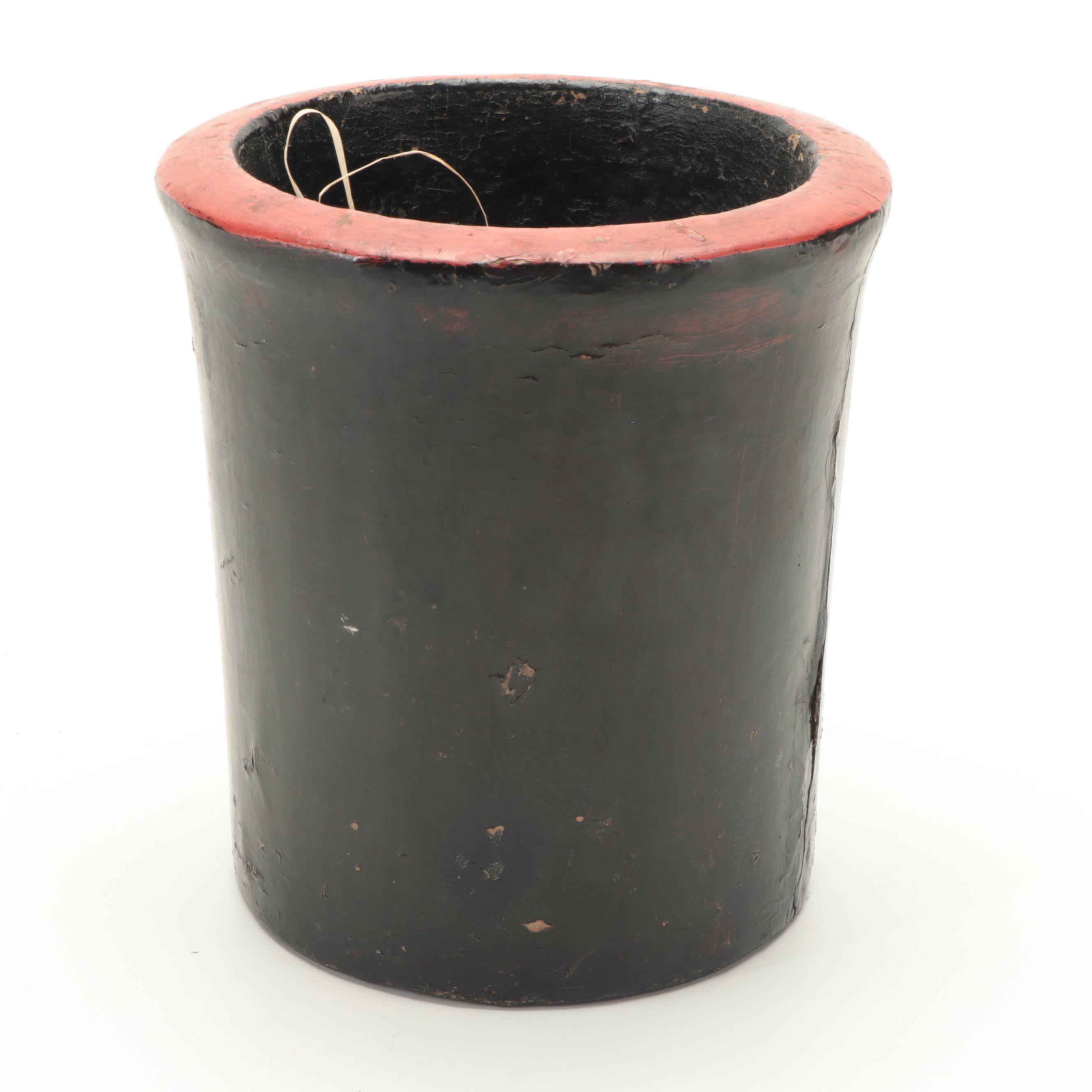 Japanese Bamboo Ikebana Vase with Other East and Southeast Asian Lacquerware