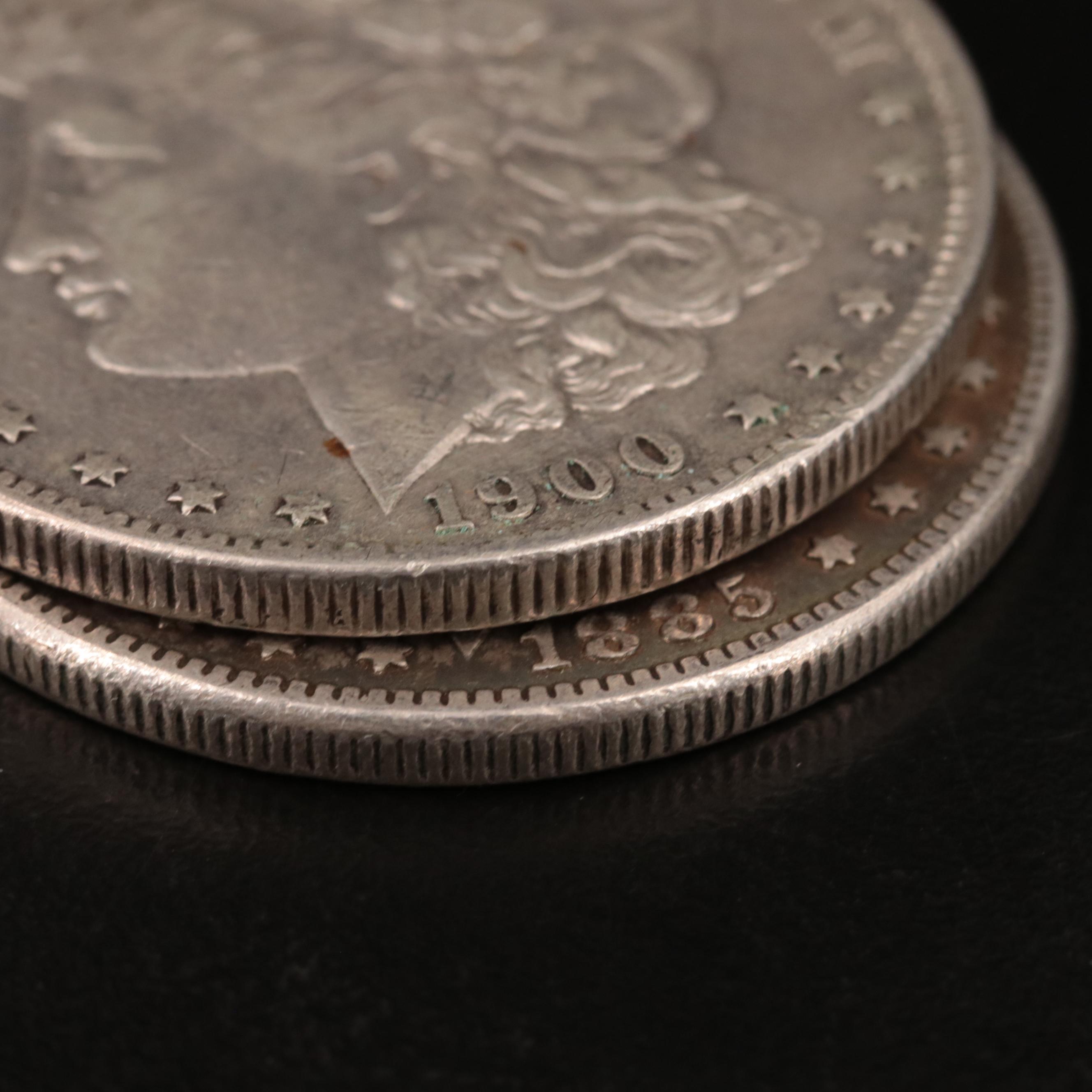 1885 and 1900-O Morgan Silver Dollars