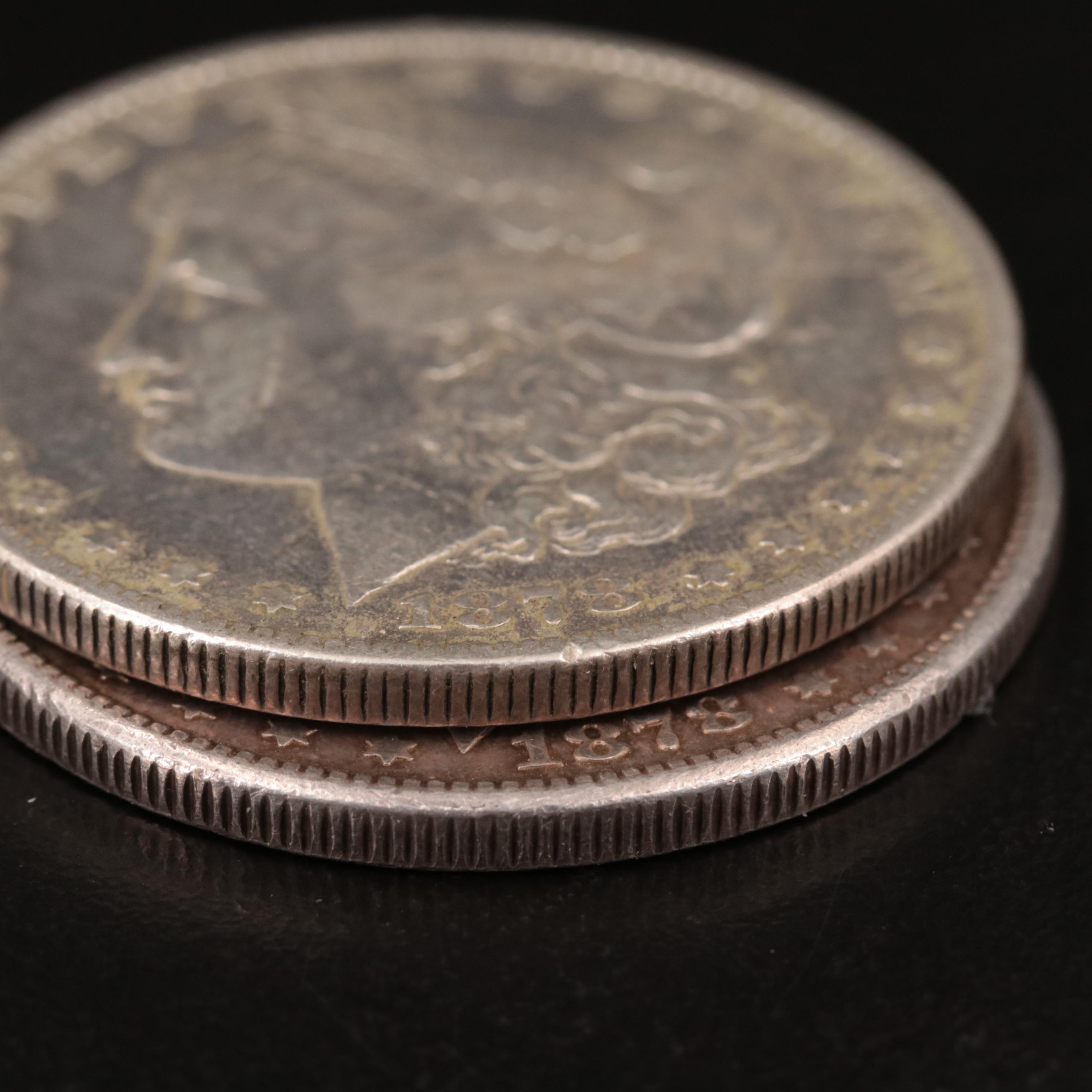 Two 1878-S Morgan Silver Dollars