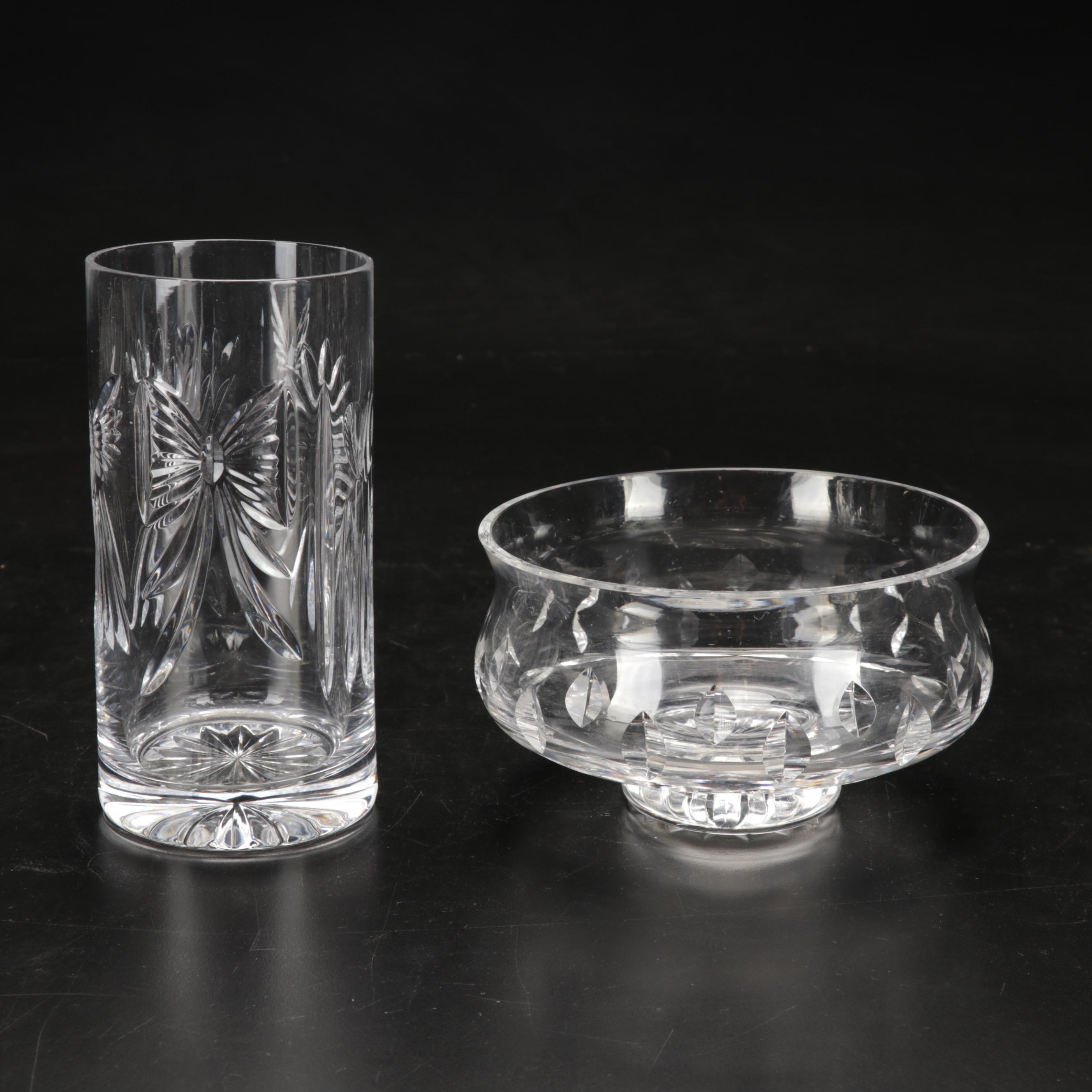 Four Pieces of Waterford with Carina Decanter and Snow Crystals Bowl