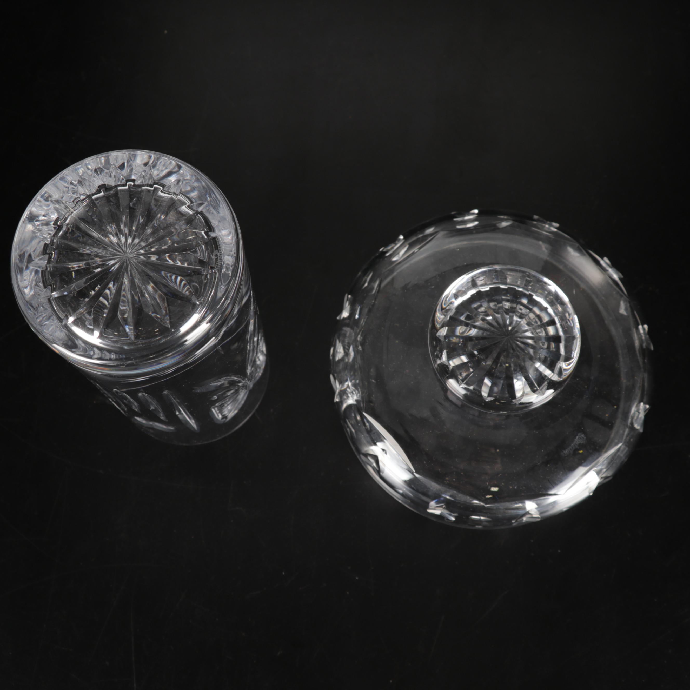 Four Pieces of Waterford with Carina Decanter and Snow Crystals Bowl
