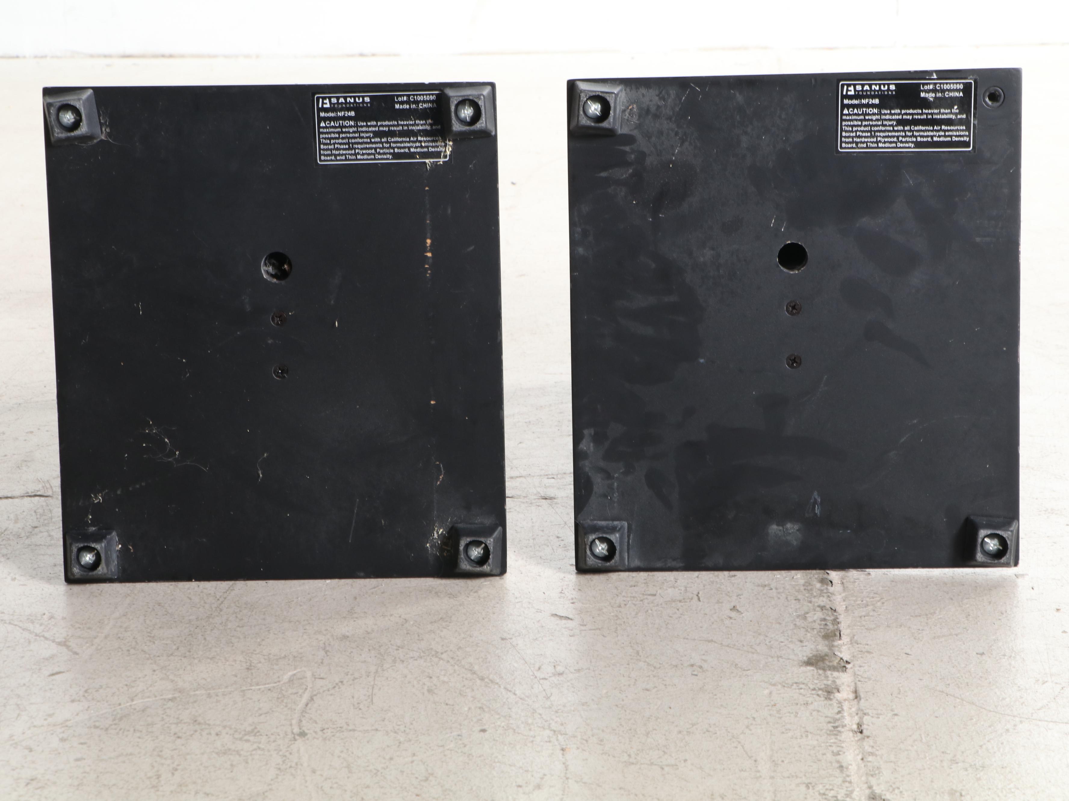 Infinity Primus Bookshelf Speakers on Stands, Sanus Full Motion TV Wall Mount