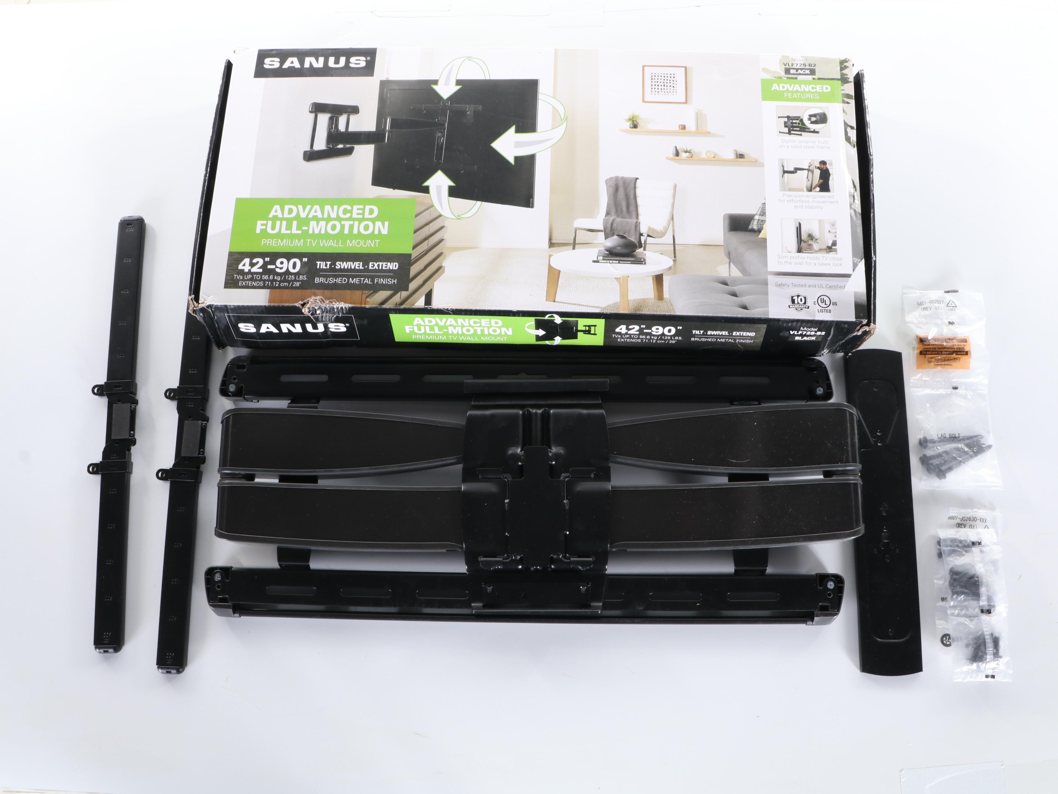 Infinity Primus Bookshelf Speakers on Stands, Sanus Full Motion TV Wall Mount