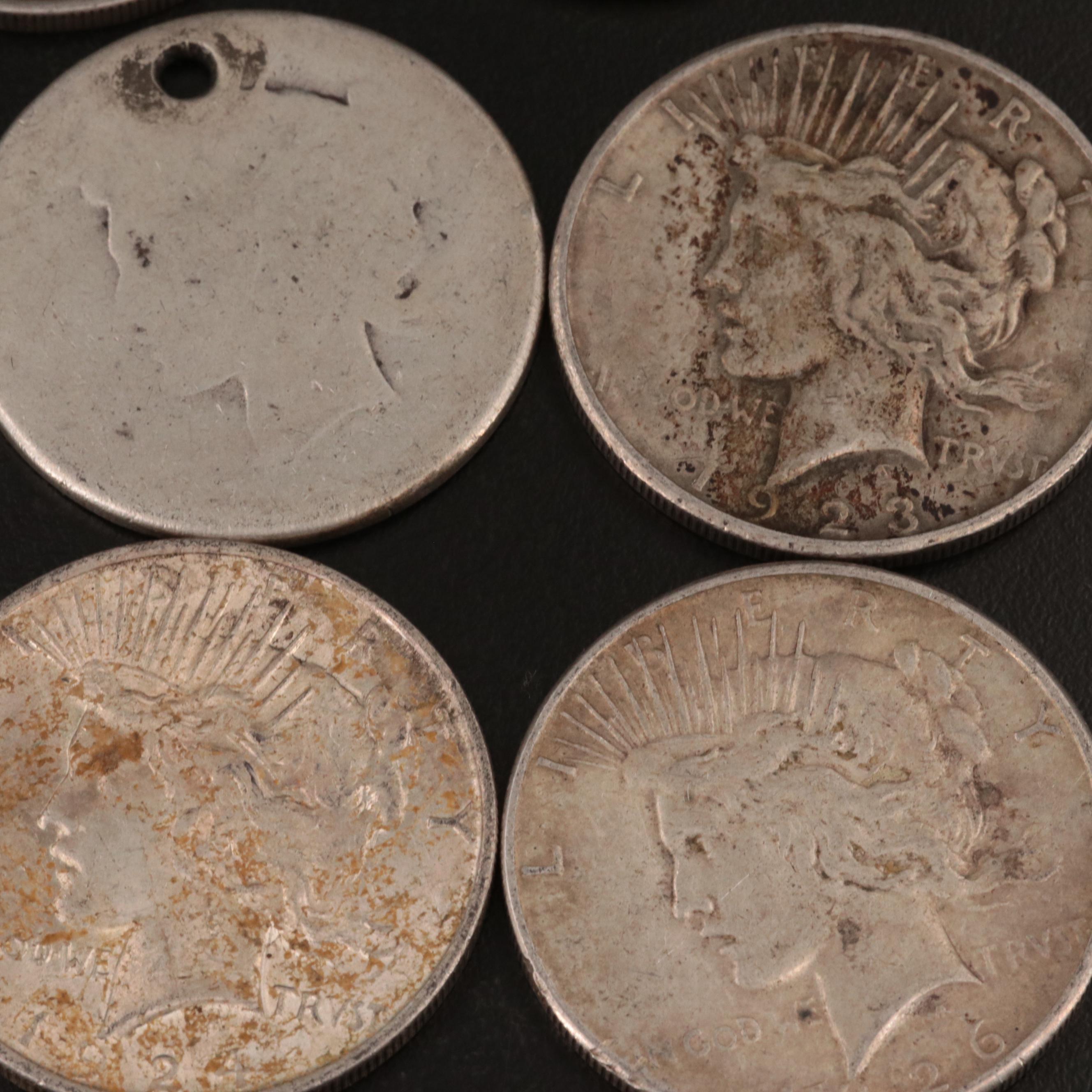 Ten U.S. Peace Silver Dollars