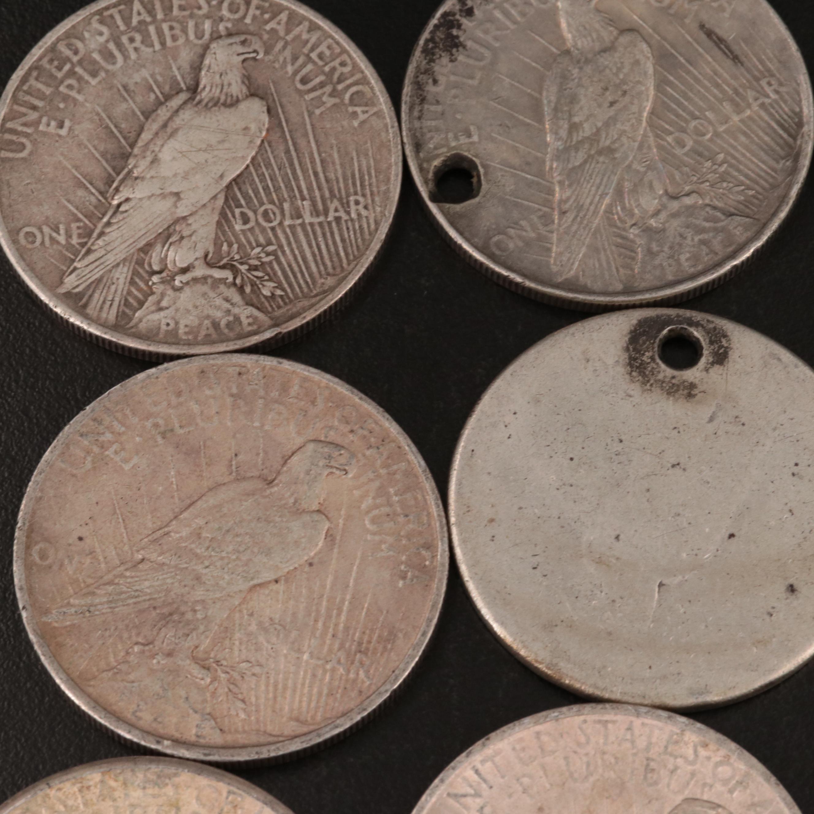 Ten U.S. Peace Silver Dollars