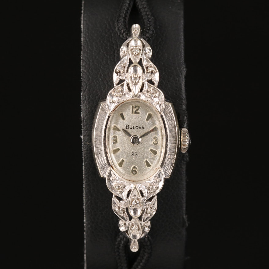 14K and Diamond Bulova Vintage Wristwatch