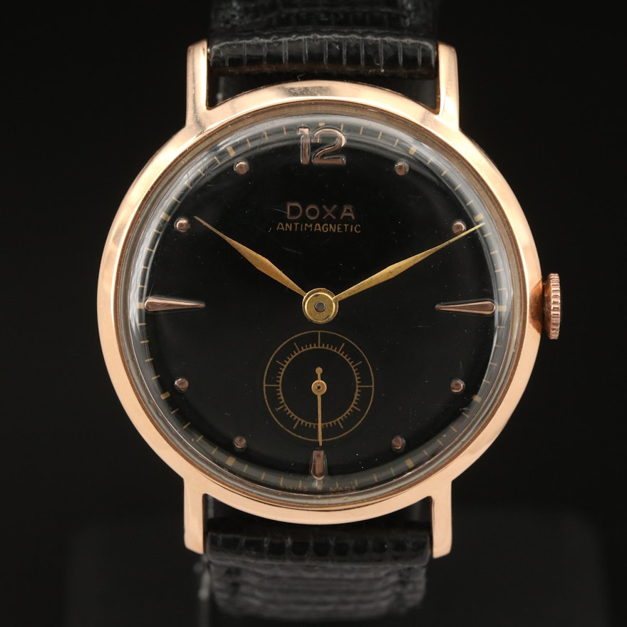 14K Rose Gold Doxa Hand-Wound Wristwatch