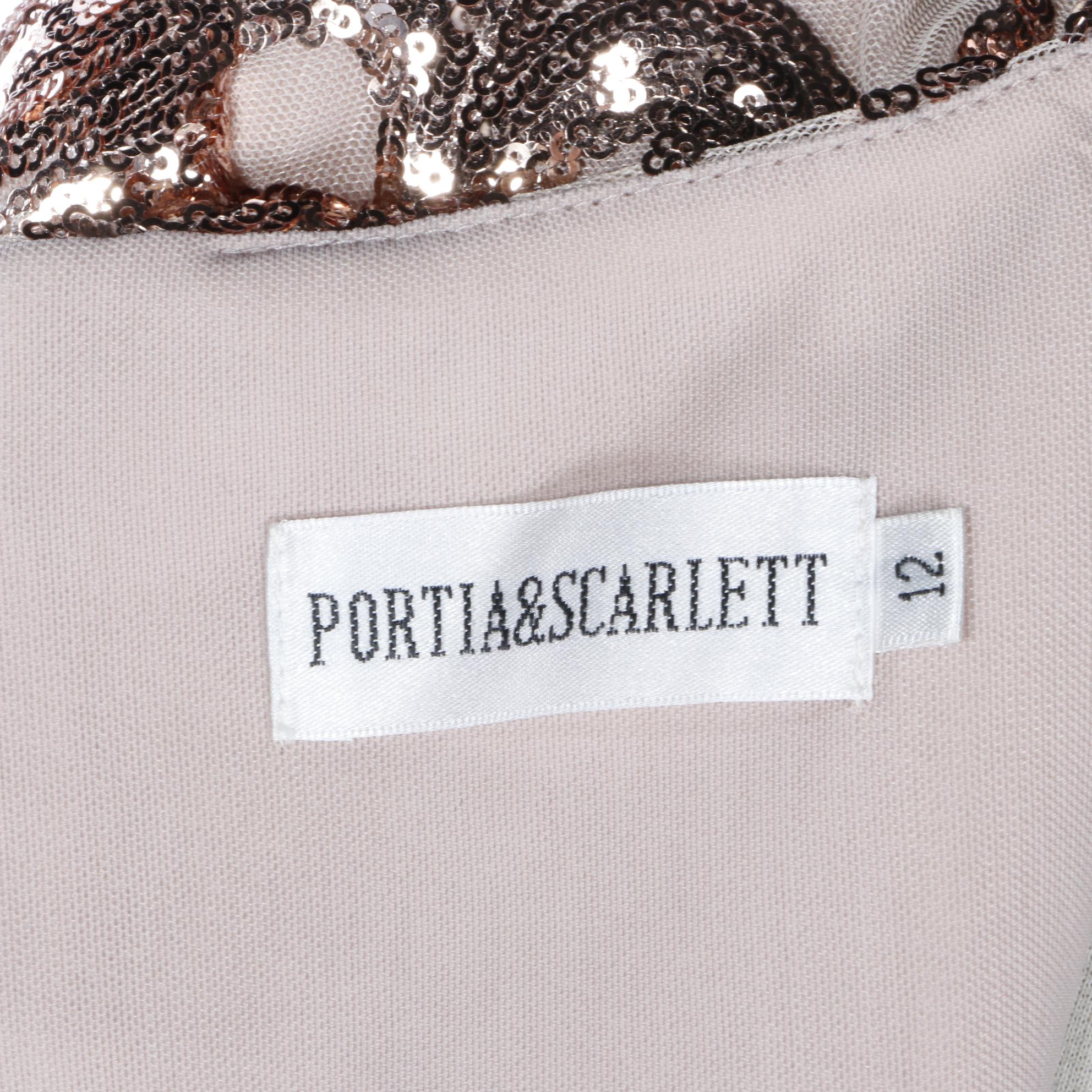 Portia & Scarlett Rose Gold Sequin Long Sleeve Gown, New with Tag