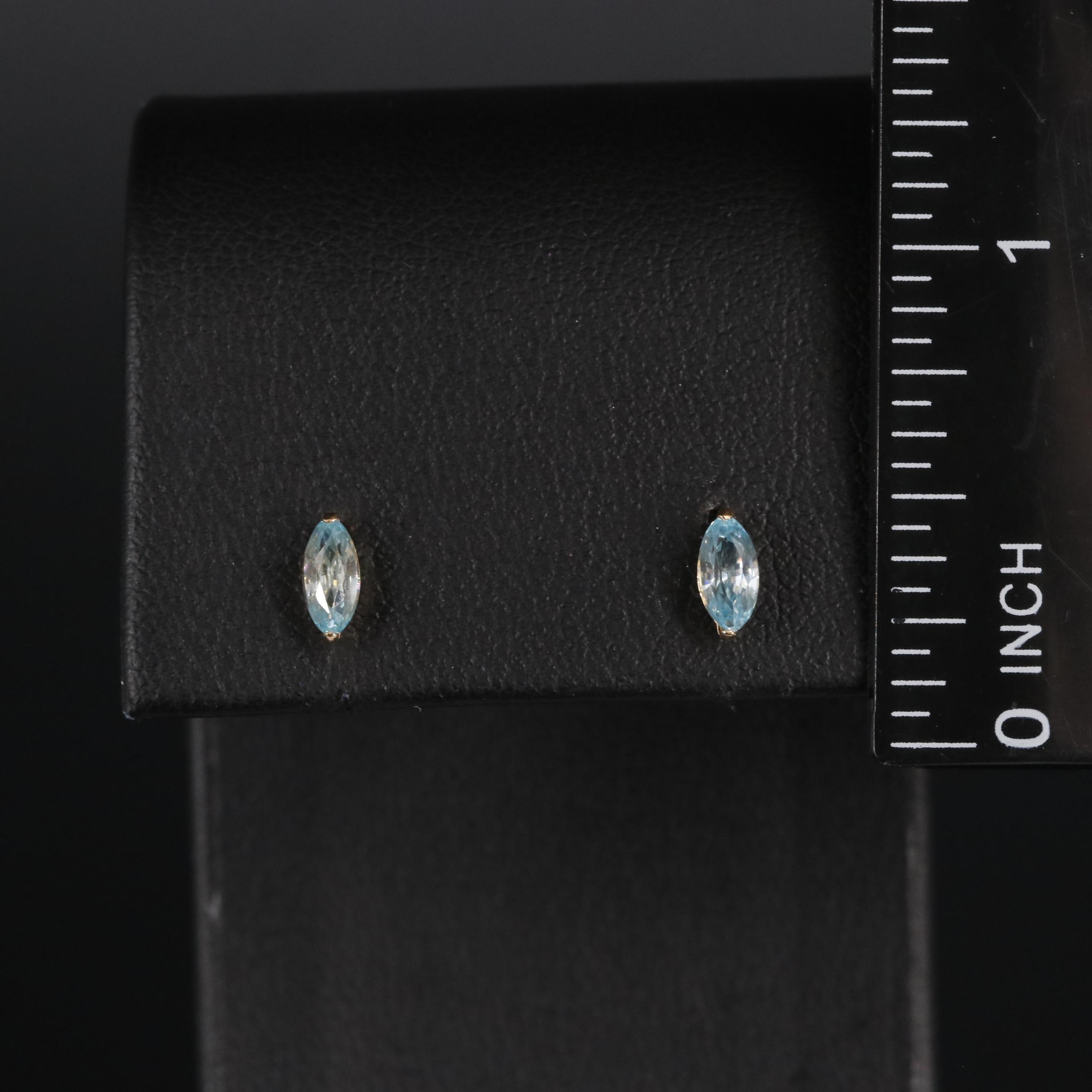 18K Blue Zircon Stud Earrings