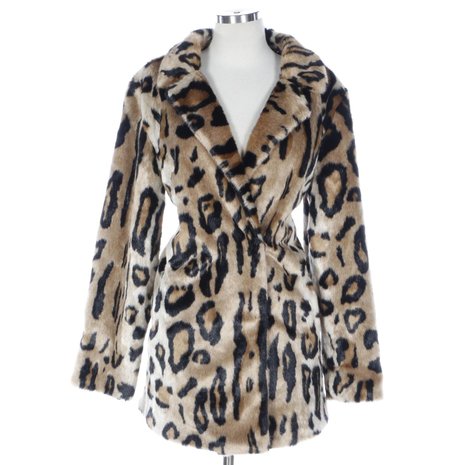 Dennis Basso Madison Avenue Collection Faux Leopard Print Coat