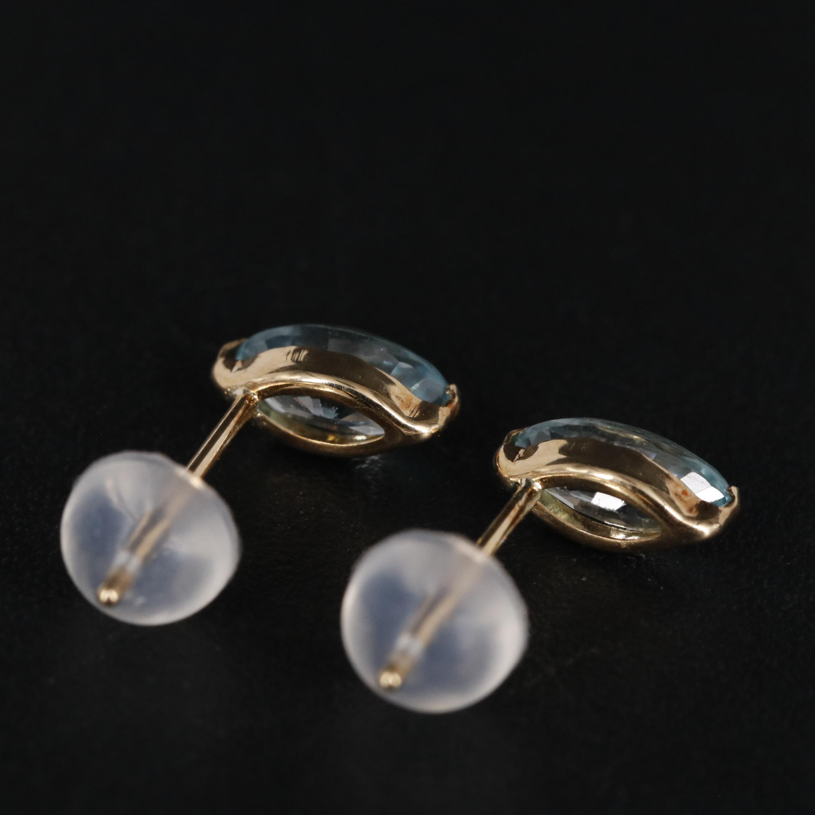 18K Blue Zircon Stud Earrings