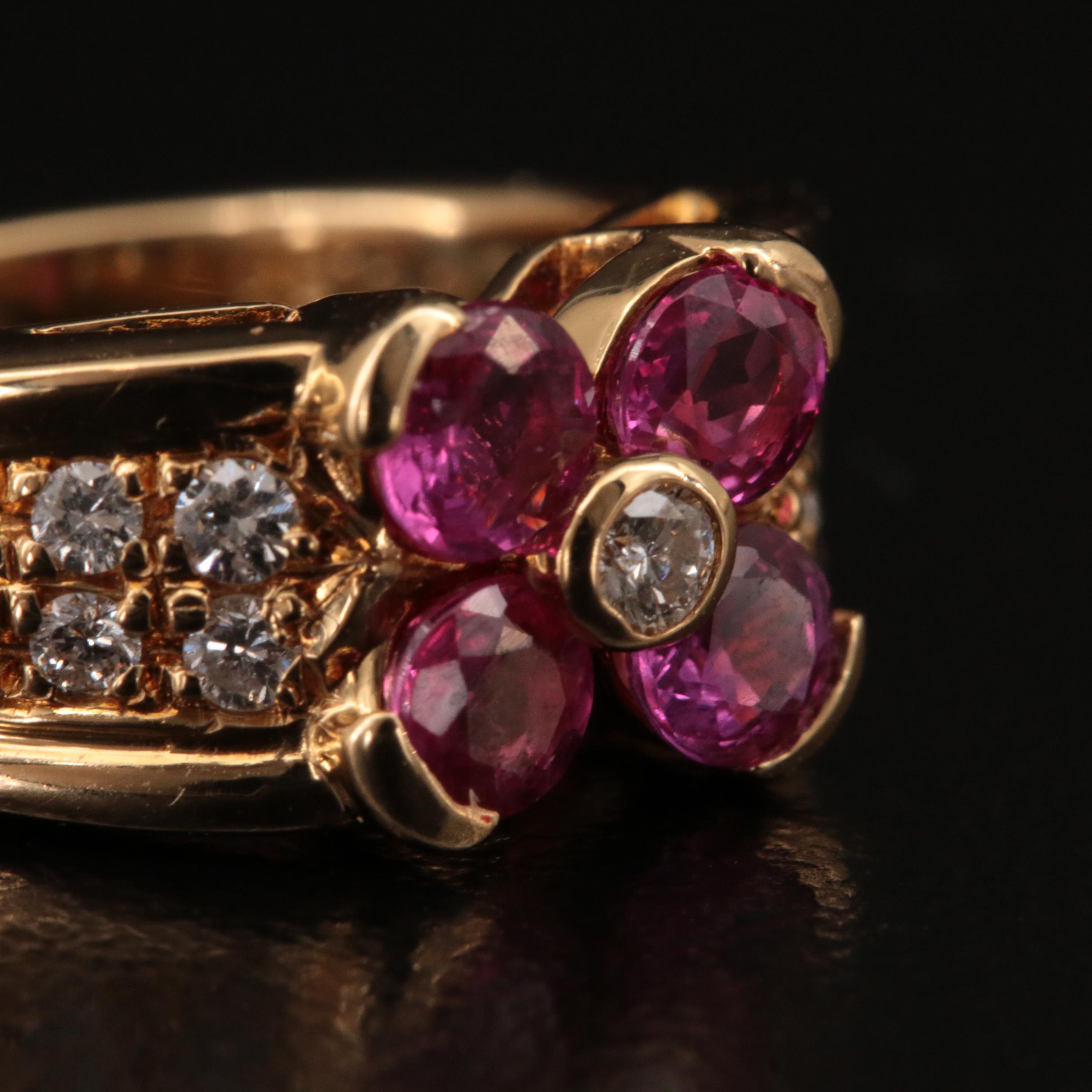 18K Ruby and Diamond Quatrefoil Ring