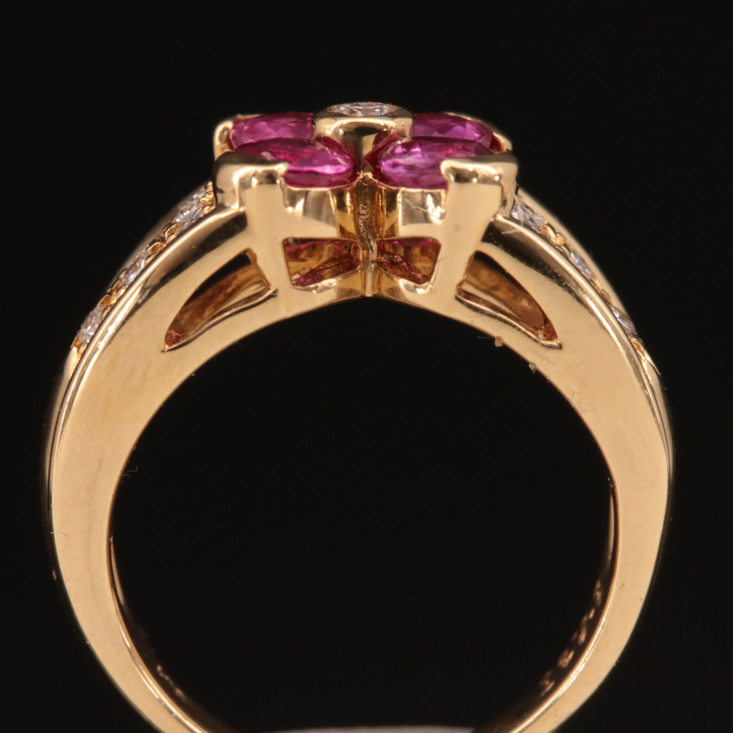 18K Ruby and Diamond Quatrefoil Ring