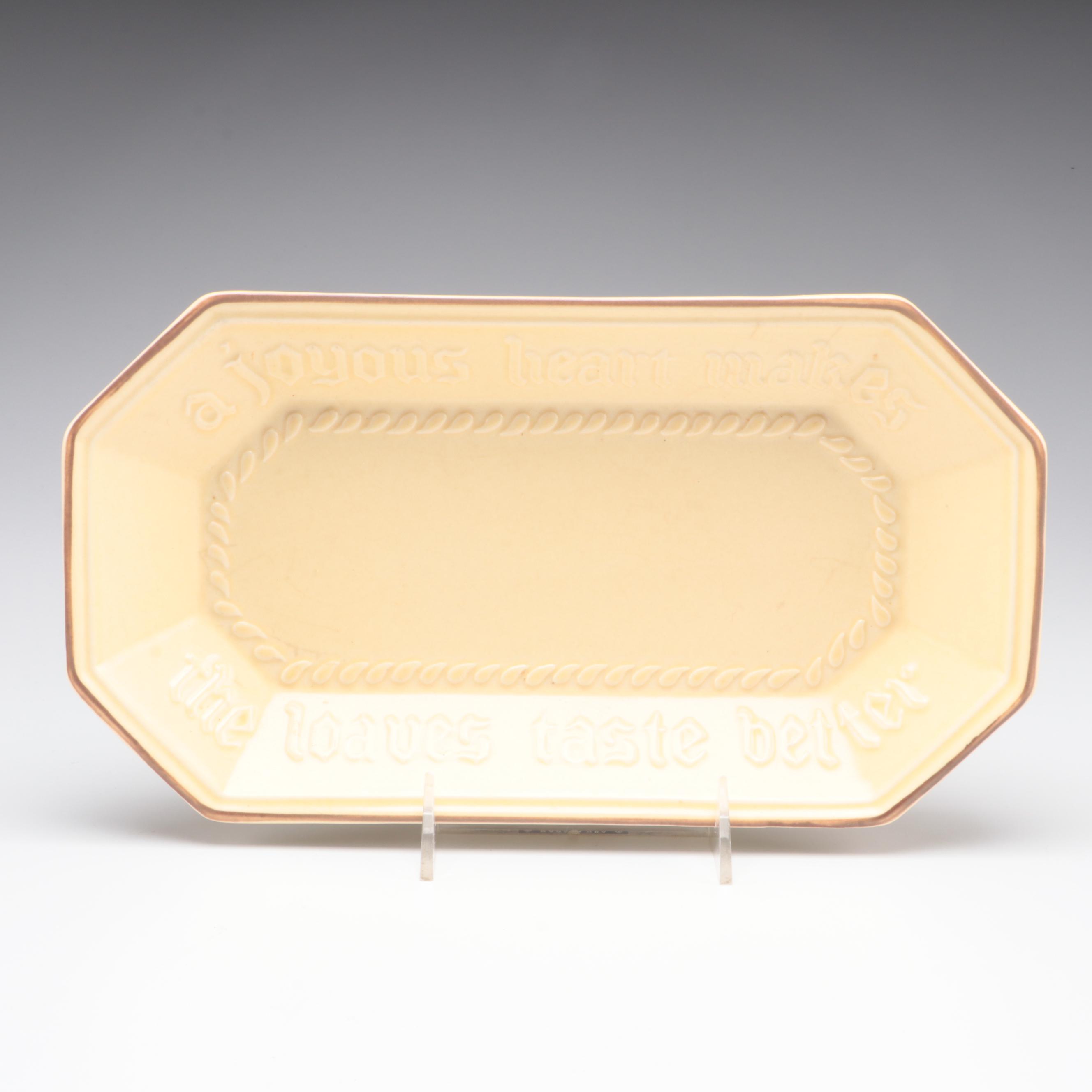 Blown Glass Vase and Pfaltzgraff Ceramic Dish with Other Kitchen Utensils