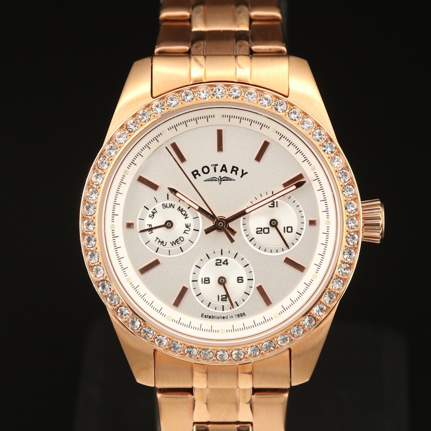 Rotary Rose Gold-Tone Day-Date Wristwatch